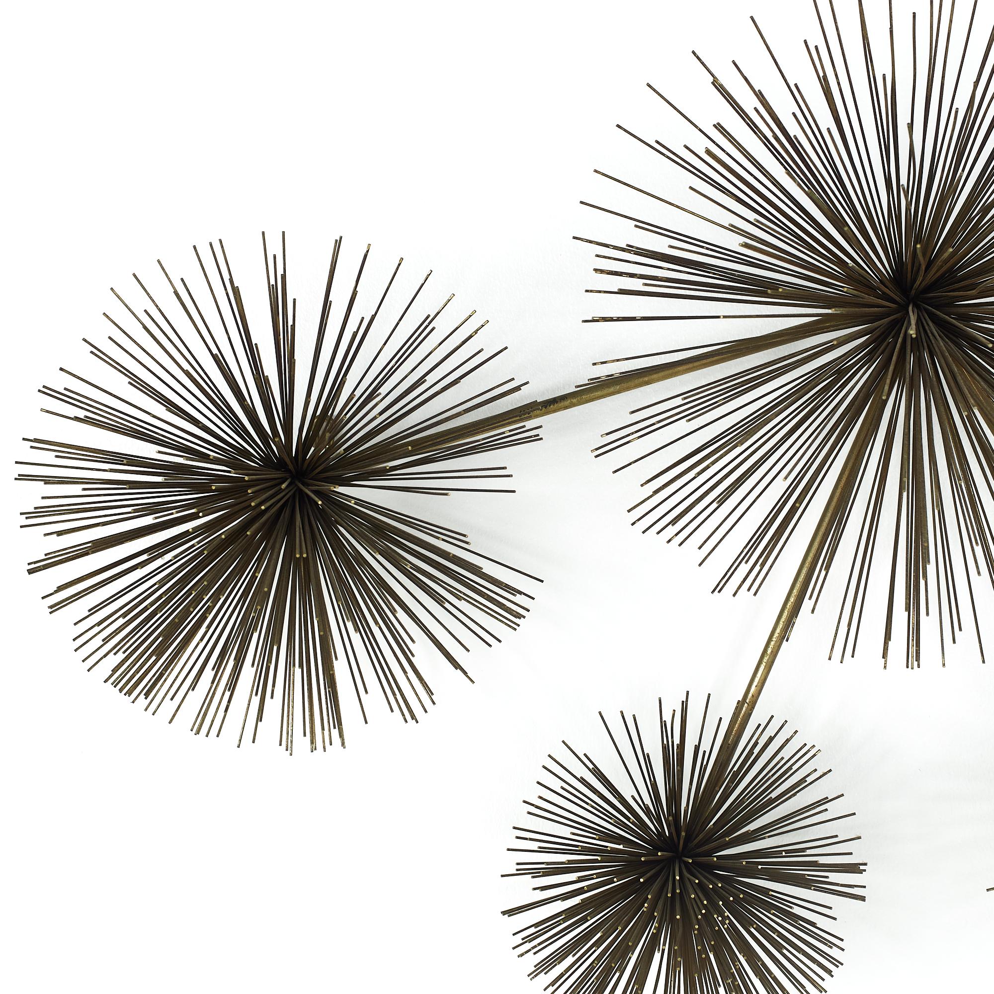 Curtis Jere Midcentury Urchin Brass Wall Sculpture In Good Condition For Sale In Countryside, IL