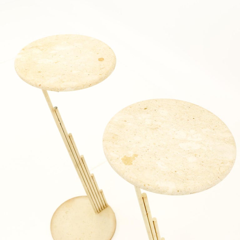 Curtis Jere Mid Century White Marble Pedestal Stands, Pair at 1stDibs