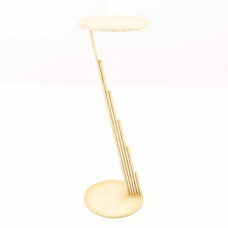 Curtis Jere Mid Century White Marble Pedestal Stands, Pair at 1stDibs