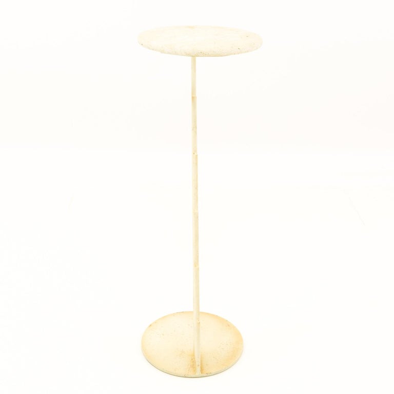 Curtis Jere Mid Century White Marble Pedestal Stands, Pair at 1stDibs