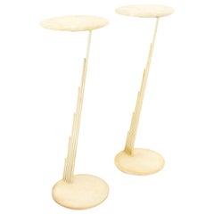 Curtis Jere Mid Century White Marble Pedestal Stands, Pair