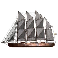 Curtis Jere mix metals  large ship / boat clipper  sculpture brass / copper .