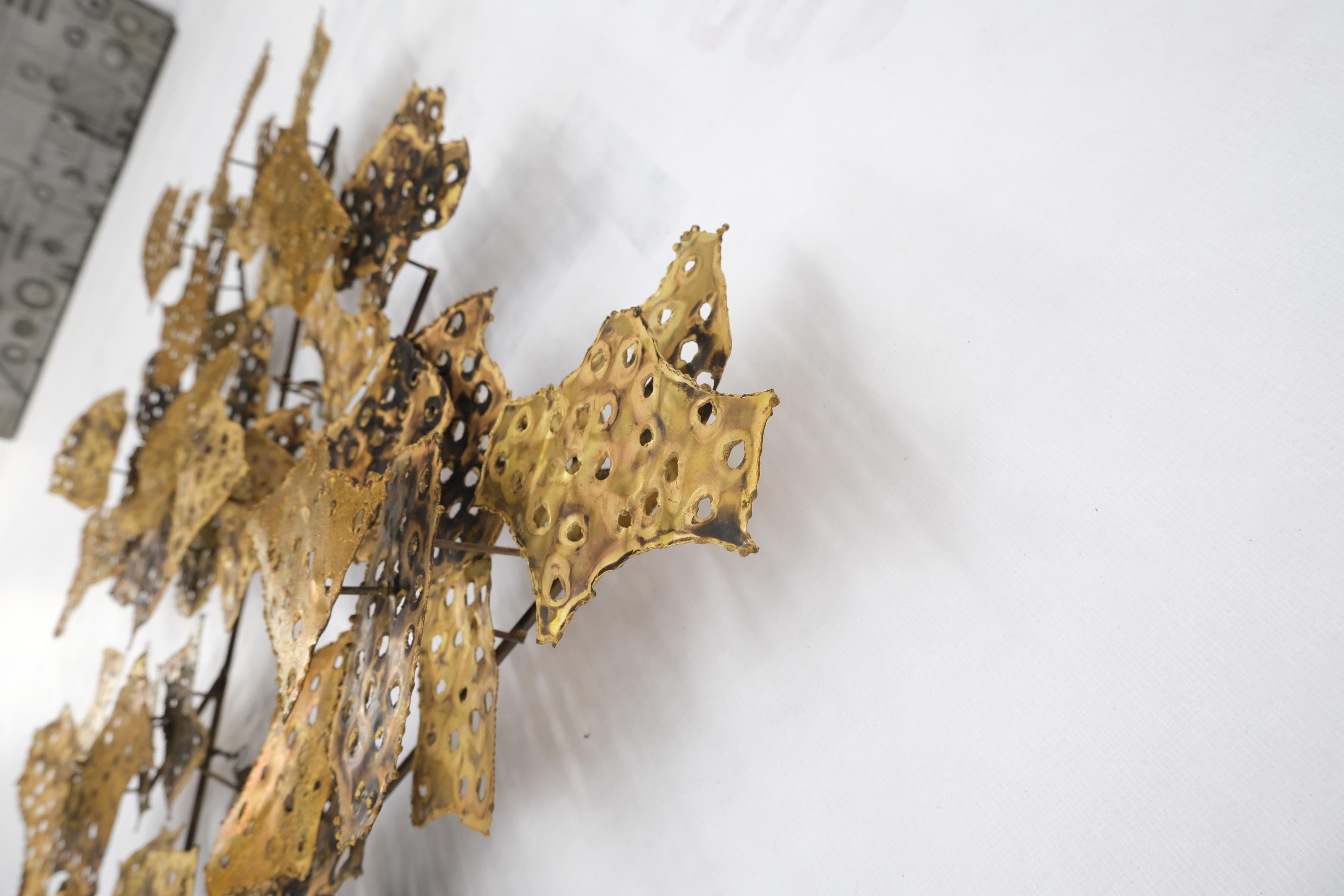 Curtis Jere Molten Brass Flakes Wall Sculpture In Good Condition For Sale In Rockaway, NJ