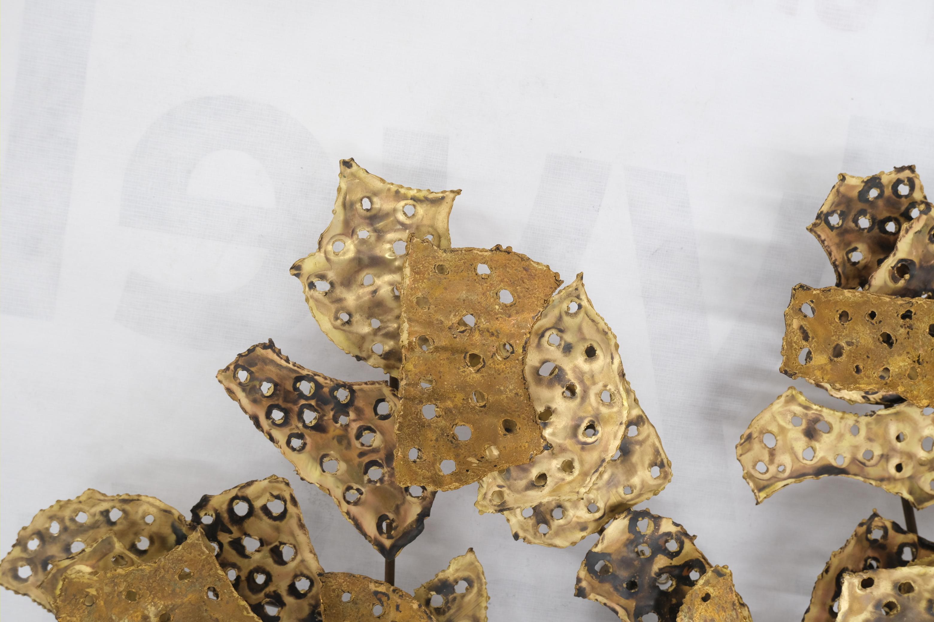 20th Century Curtis Jere Molten Brass Flakes Wall Sculpture For Sale