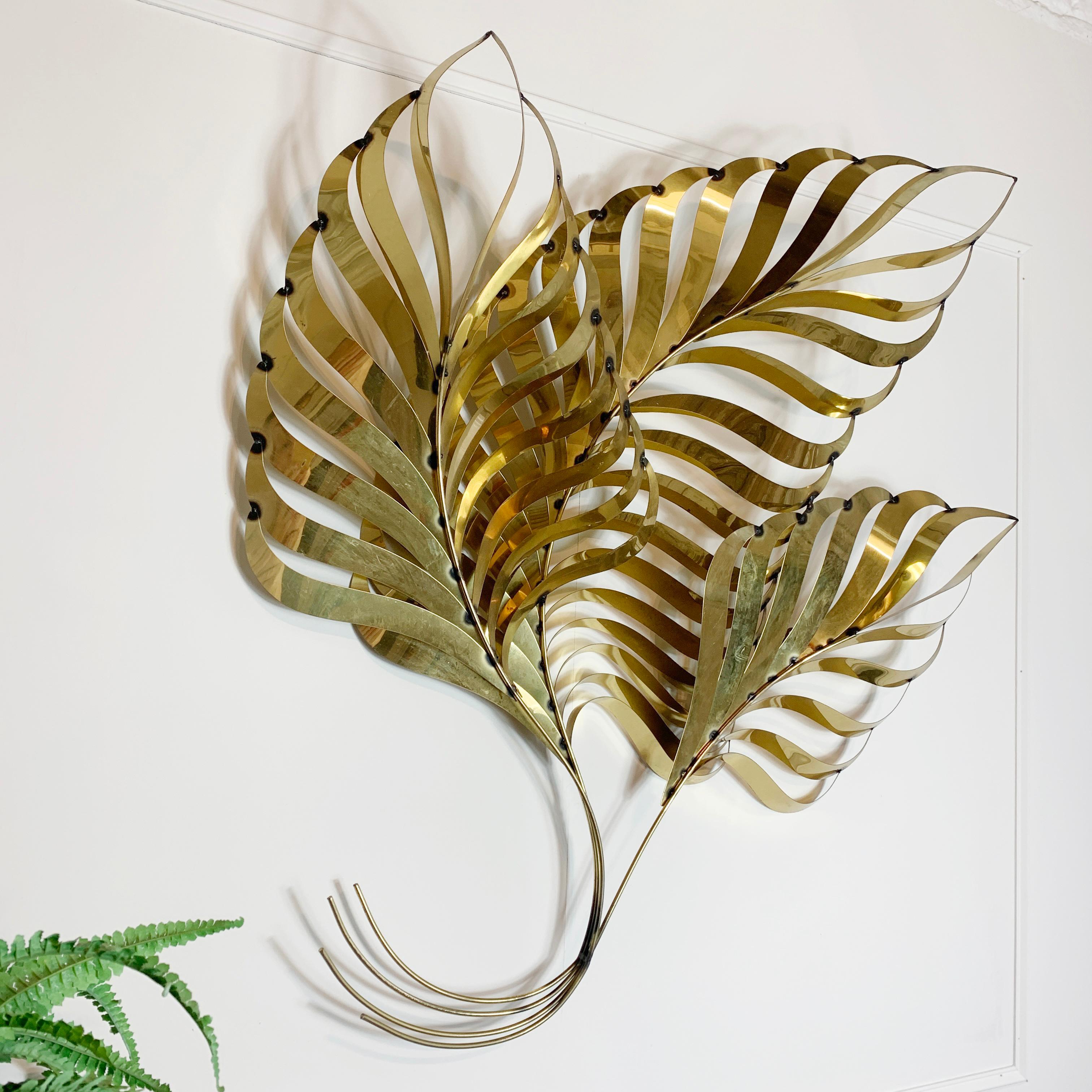 Curtis Jere Large Gold Leaf Wall Applique, 1991 In Good Condition For Sale In Hastings, GB