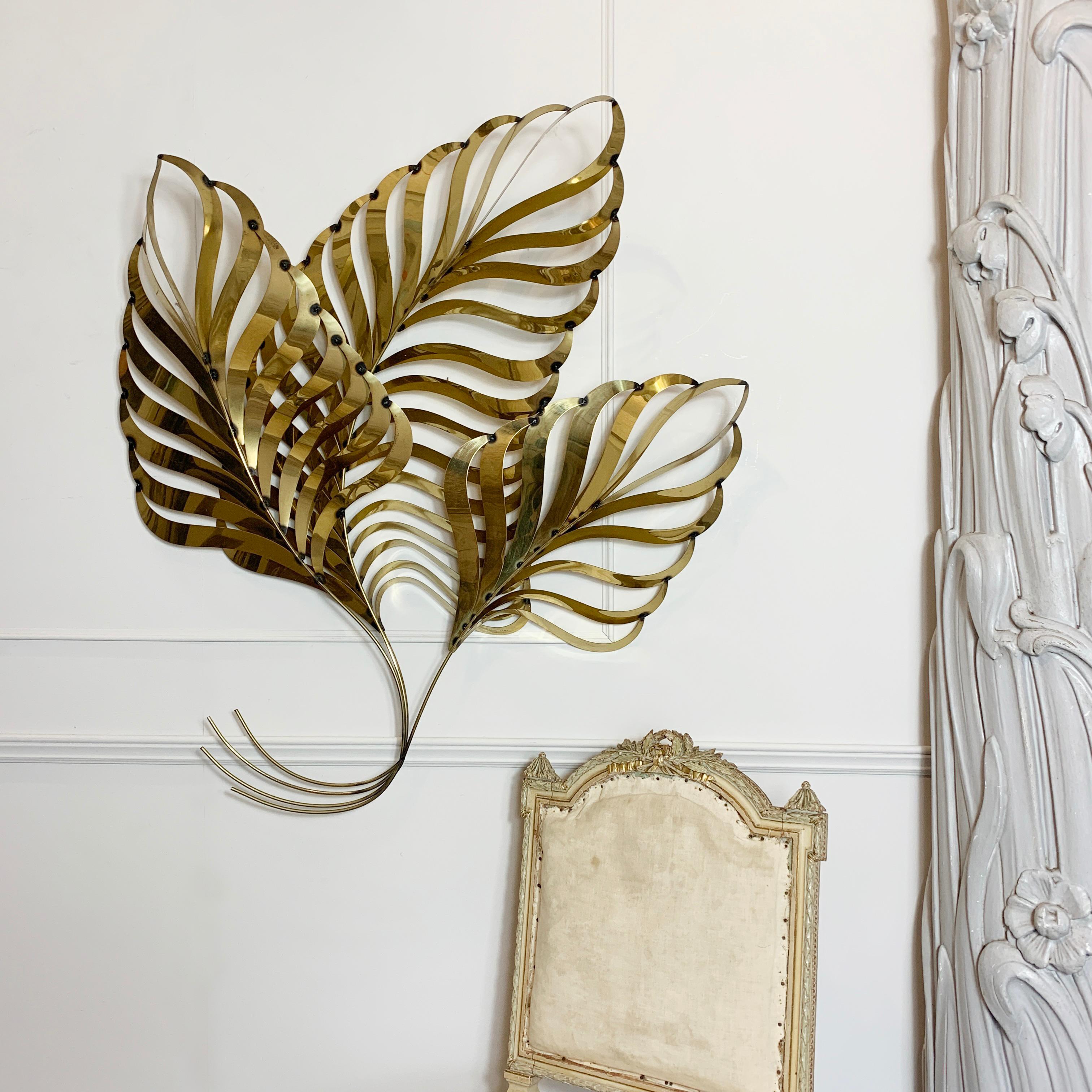 Late 20th Century Curtis Jere Large Gold Leaf Wall Applique, 1991 For Sale