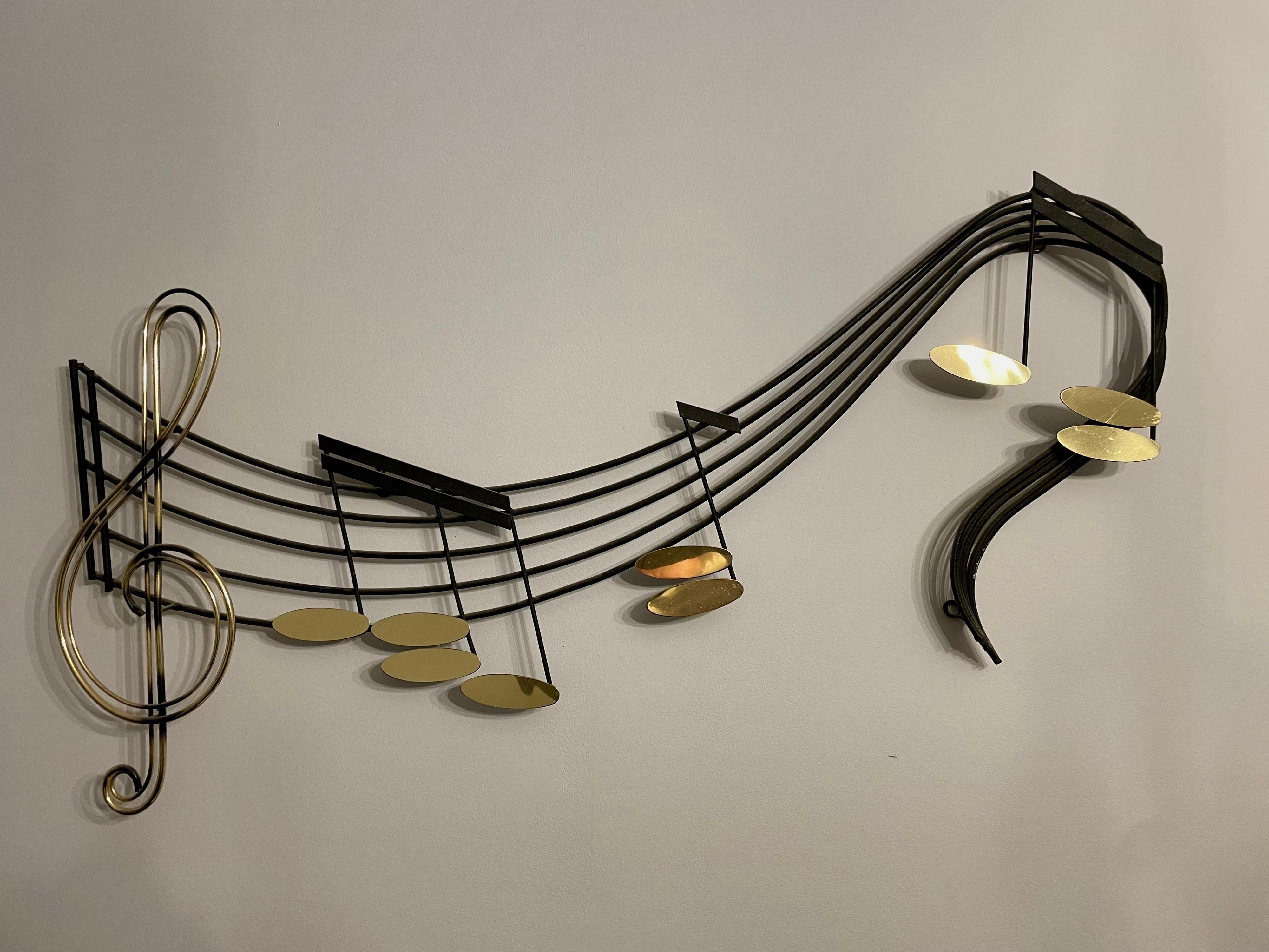 Steel Curtis Jere Music Notes Wall Sculpture For Sale