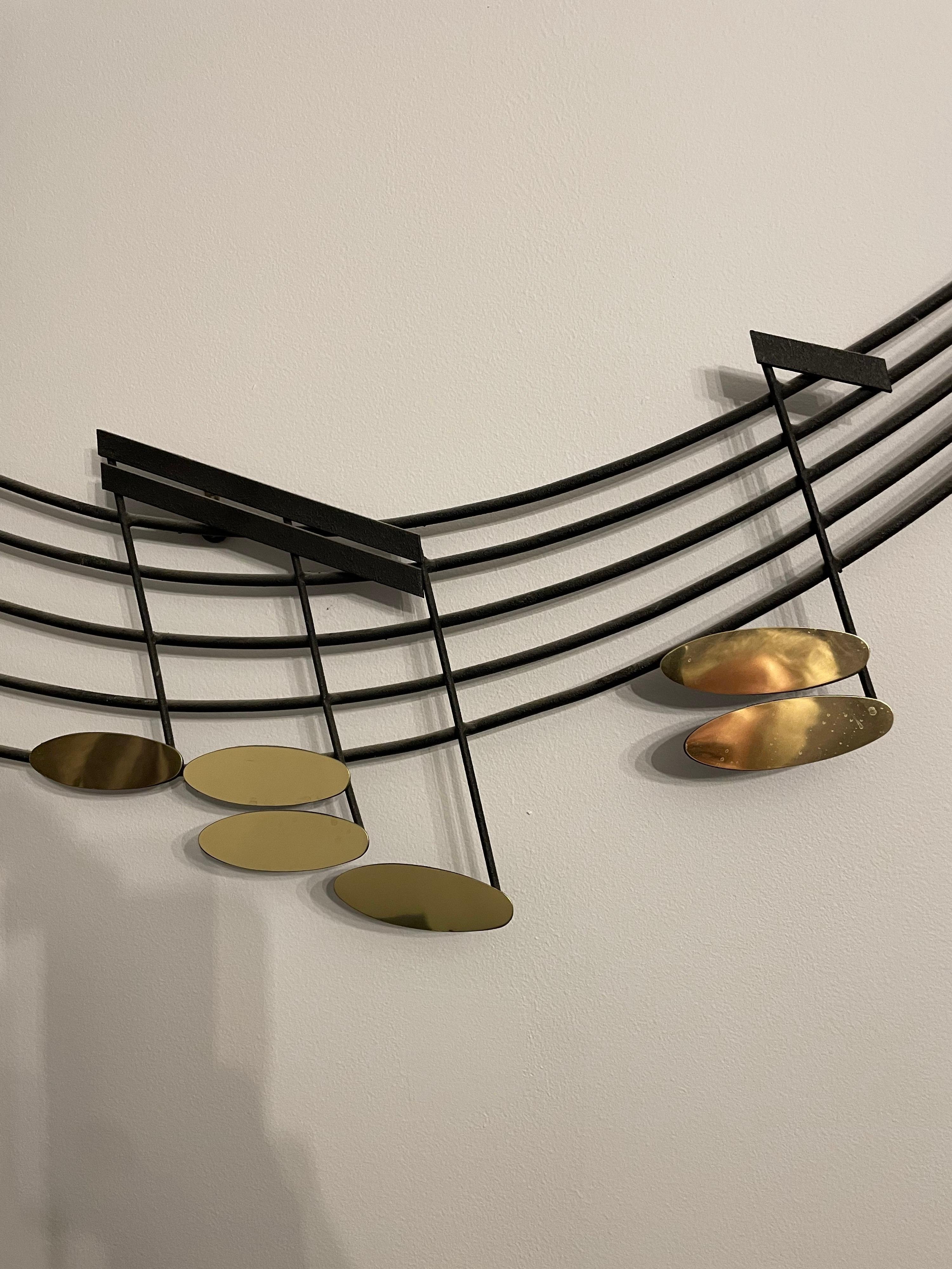 Painted Curtis Jere Music Notes Wall Sculpture For Sale