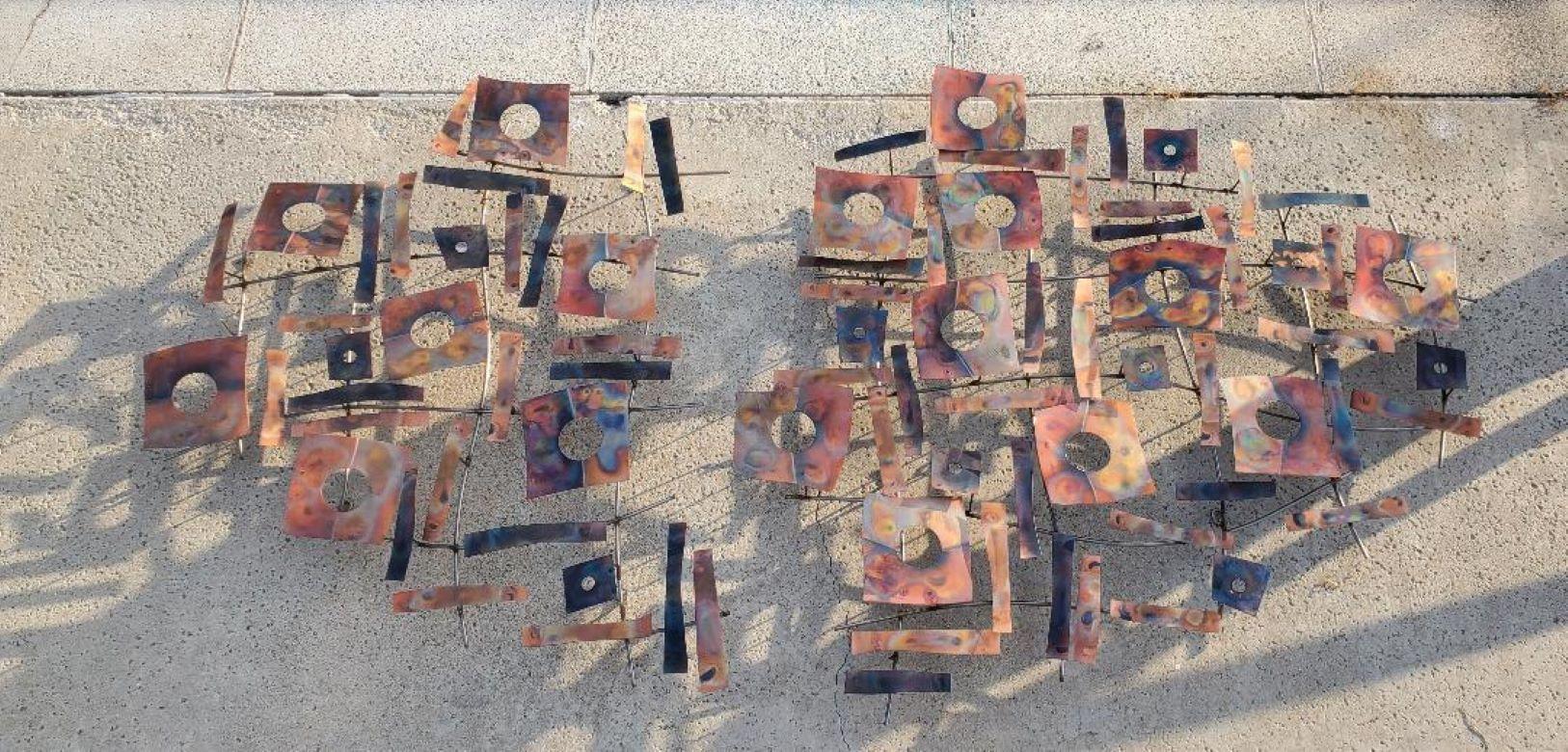 Sculpture murale de 2 pièces Curtis Jere ou C jere de métaux mélangés signée cjere 2006 en vente 6