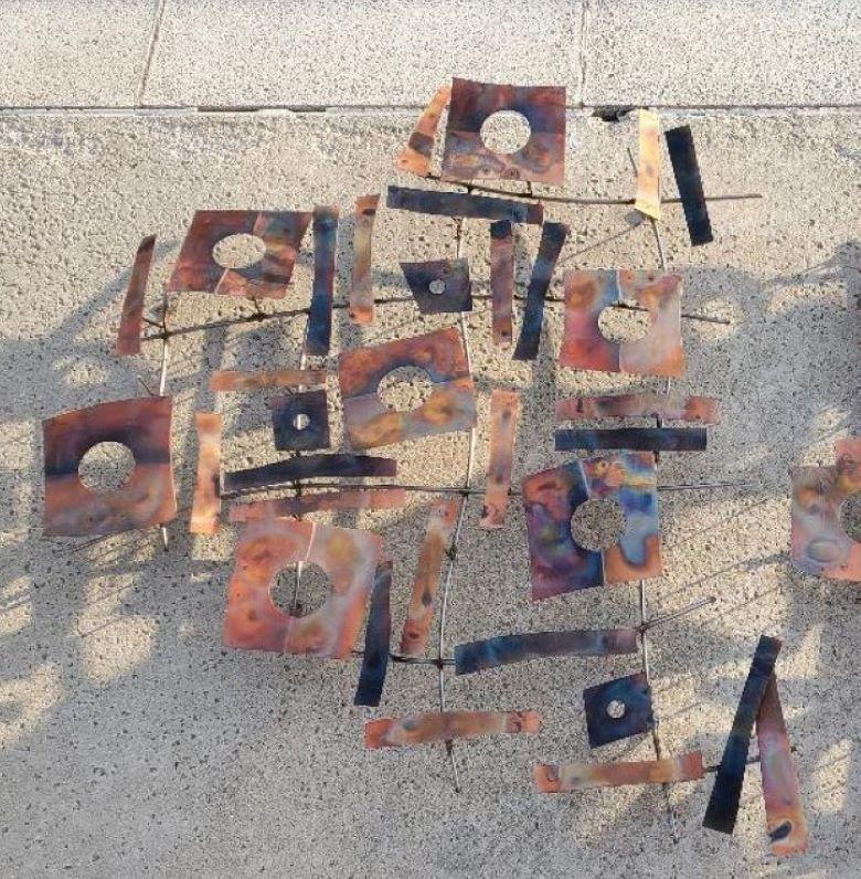 Sculpture murale de 2 pièces Curtis Jere ou C jere de métaux mélangés signée cjere 2006 Bon état - En vente à Monrovia, CA