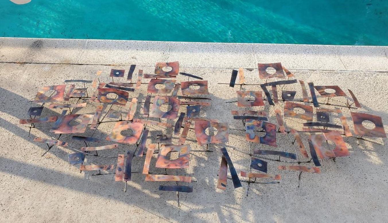 Laiton Sculpture murale de 2 pièces Curtis Jere ou C jere de métaux mélangés signée cjere 2006 en vente