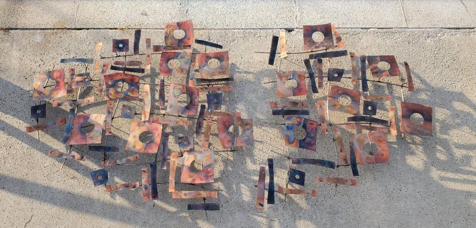 Sculpture murale de 2 pièces Curtis Jere ou C jere de métaux mélangés signée cjere 2006 en vente 4