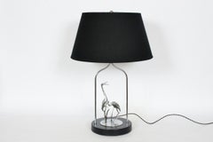 Curtis Jere "Pair of Herons" Chrome & Cast Aluminum Table Lamp, circa 1980