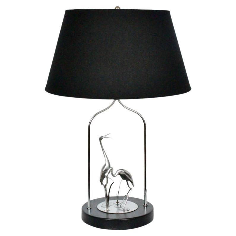Curtis Jere "Pair of Herons" Chrome & Cast Aluminum Table Lamp, circa 1980 For Sale