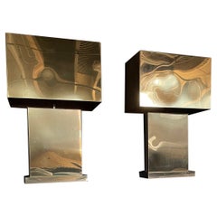 Paire de grandes lampes en laiton Curtis Jere