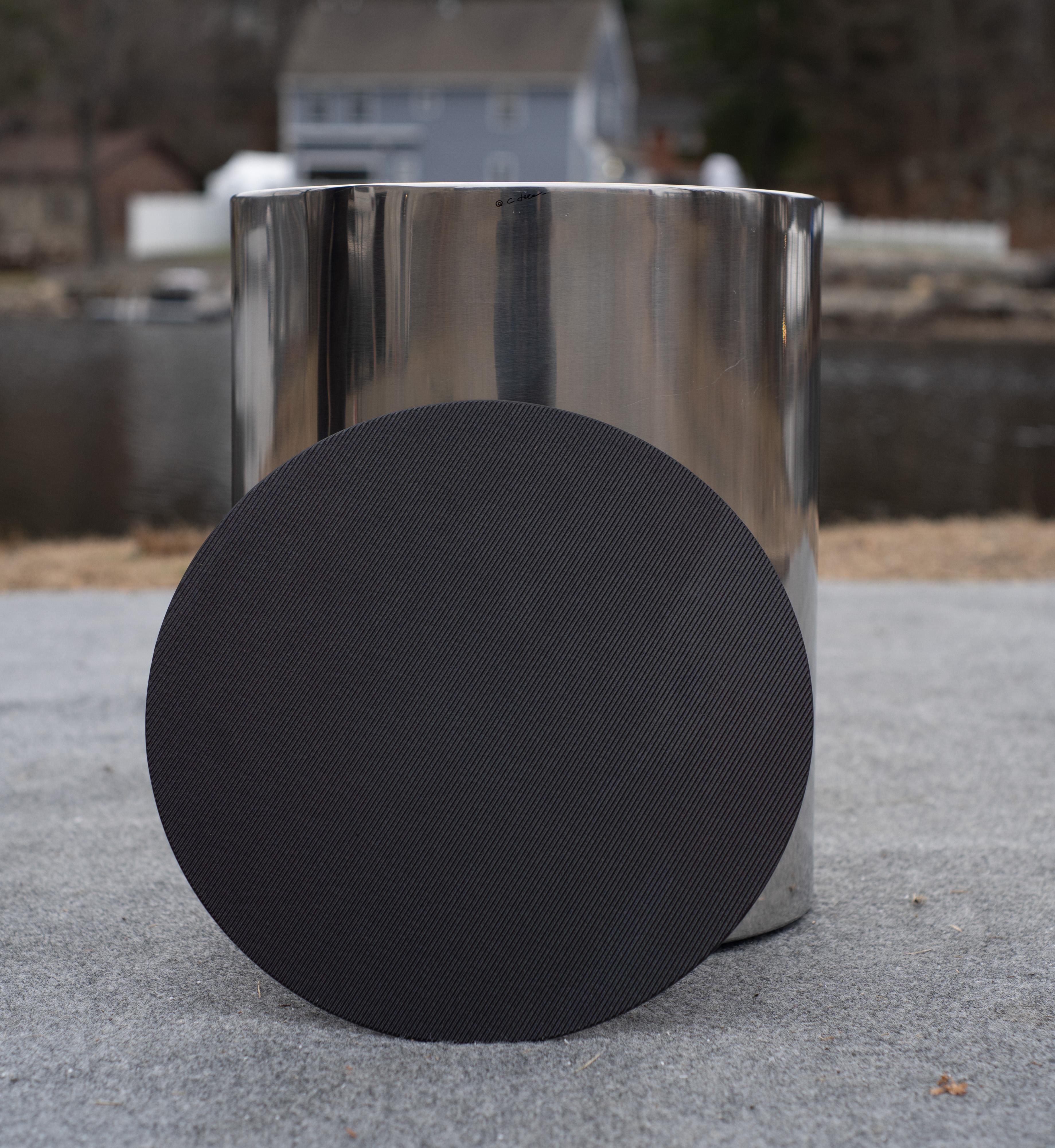 Curtis Jere Polished Steel & Smoked Glass Side or End Table Signed For Sale 1