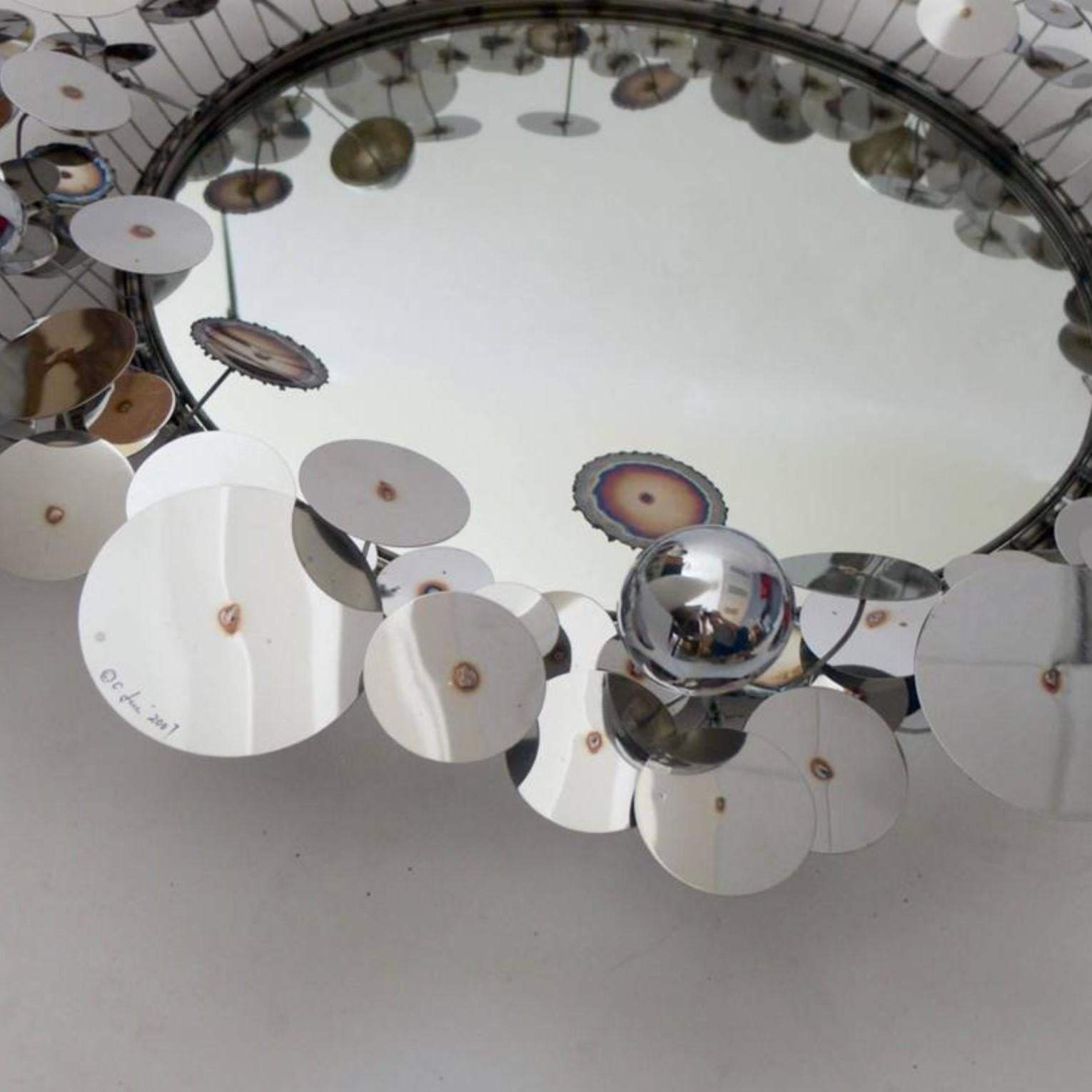 Mid-Century moderno Specchio da parete scultoreo cromato 