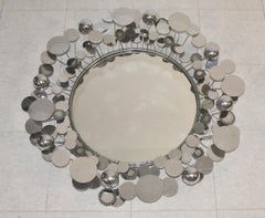 Coppia di specchi da parete scultura cromata di Curtis Jere Raindrops