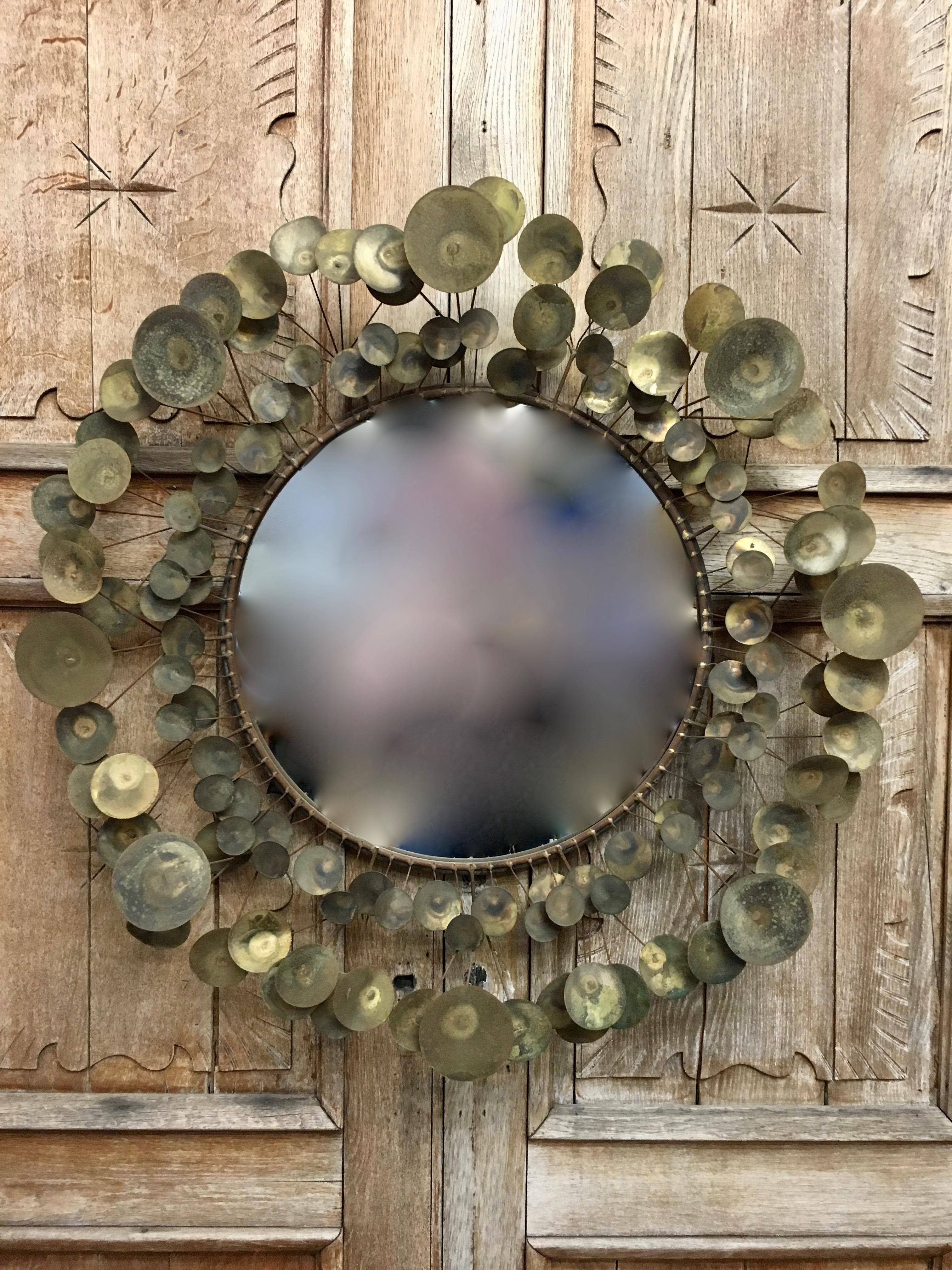 Early version of the Raindrops mirror with fifty years of natural patina.