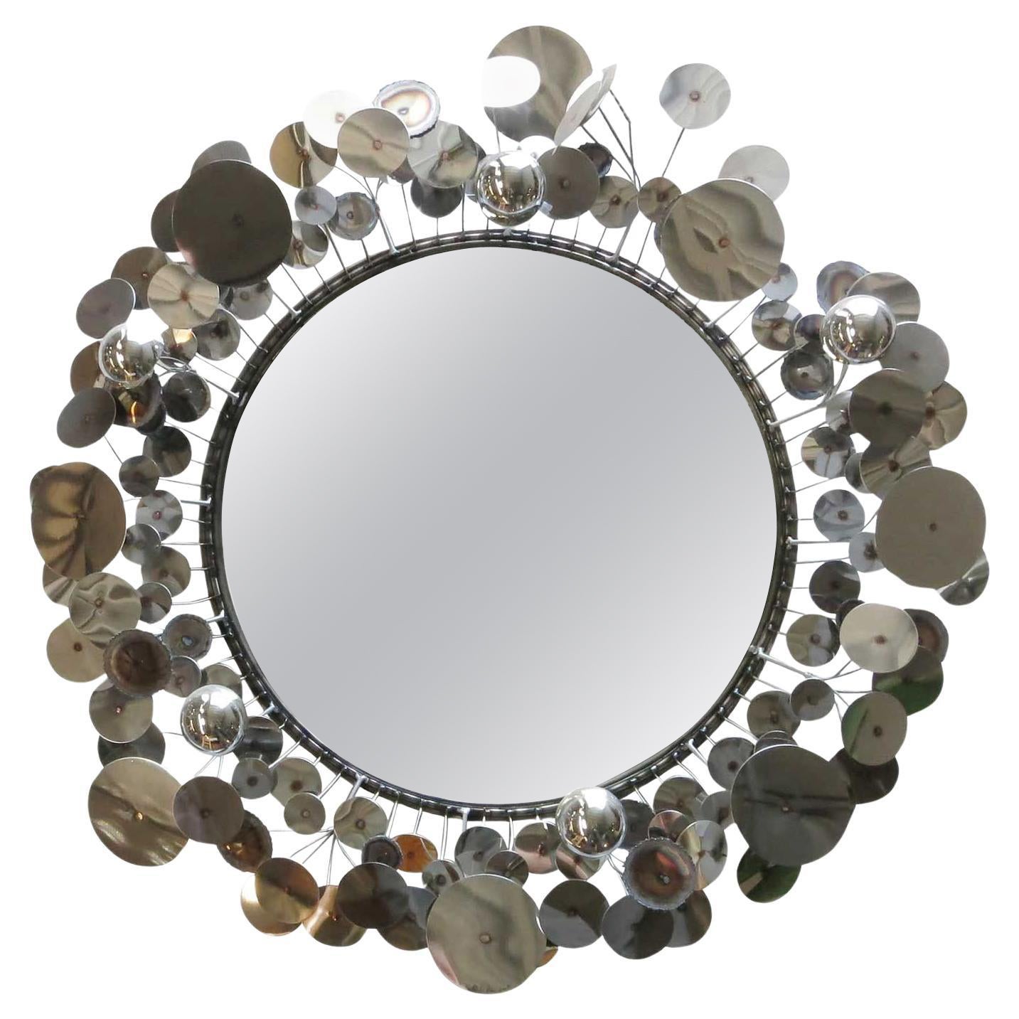 Curtis Jere "Raindrops" Sculptural Wall Mirror
