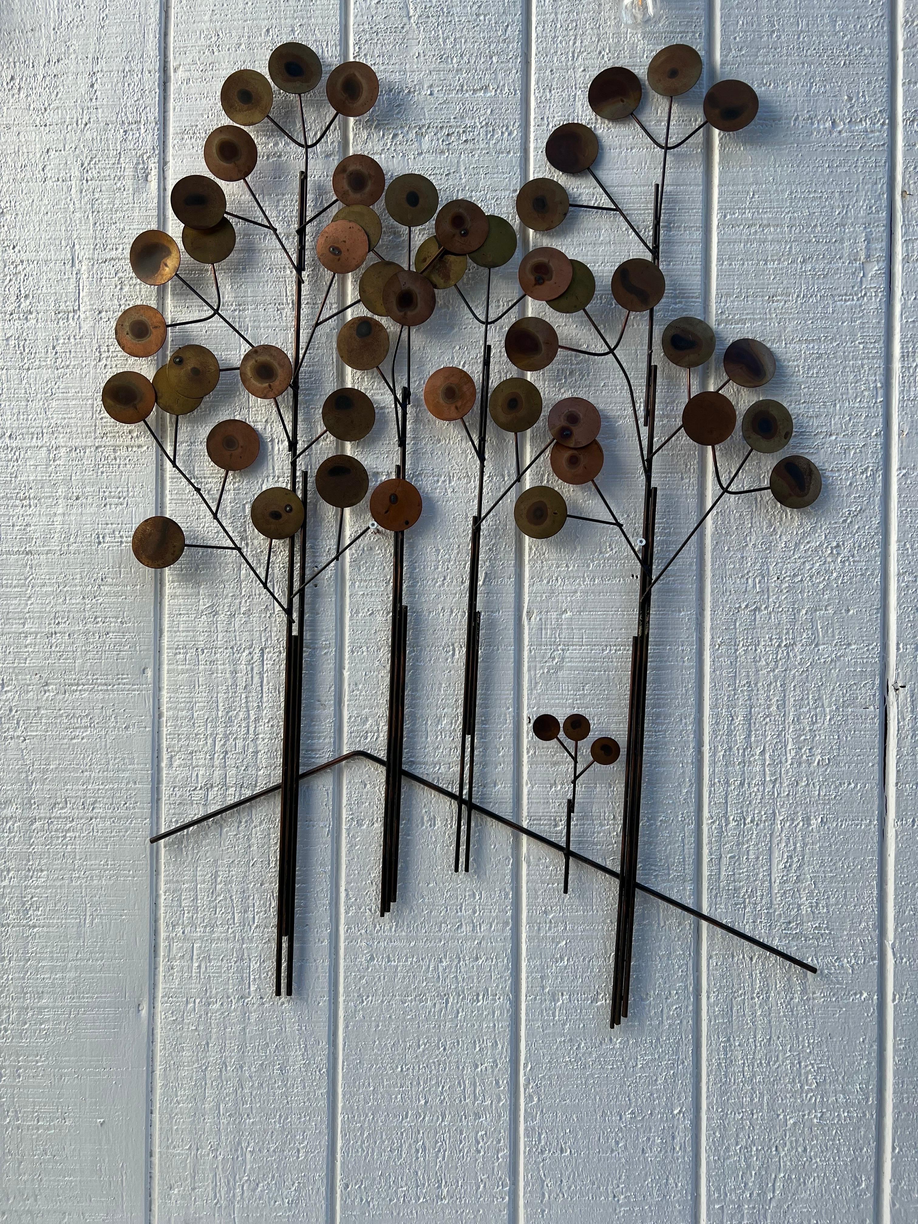 Mid-Century Modern Curtis Jere Raindrops Tree Wall Sculpture For Sale