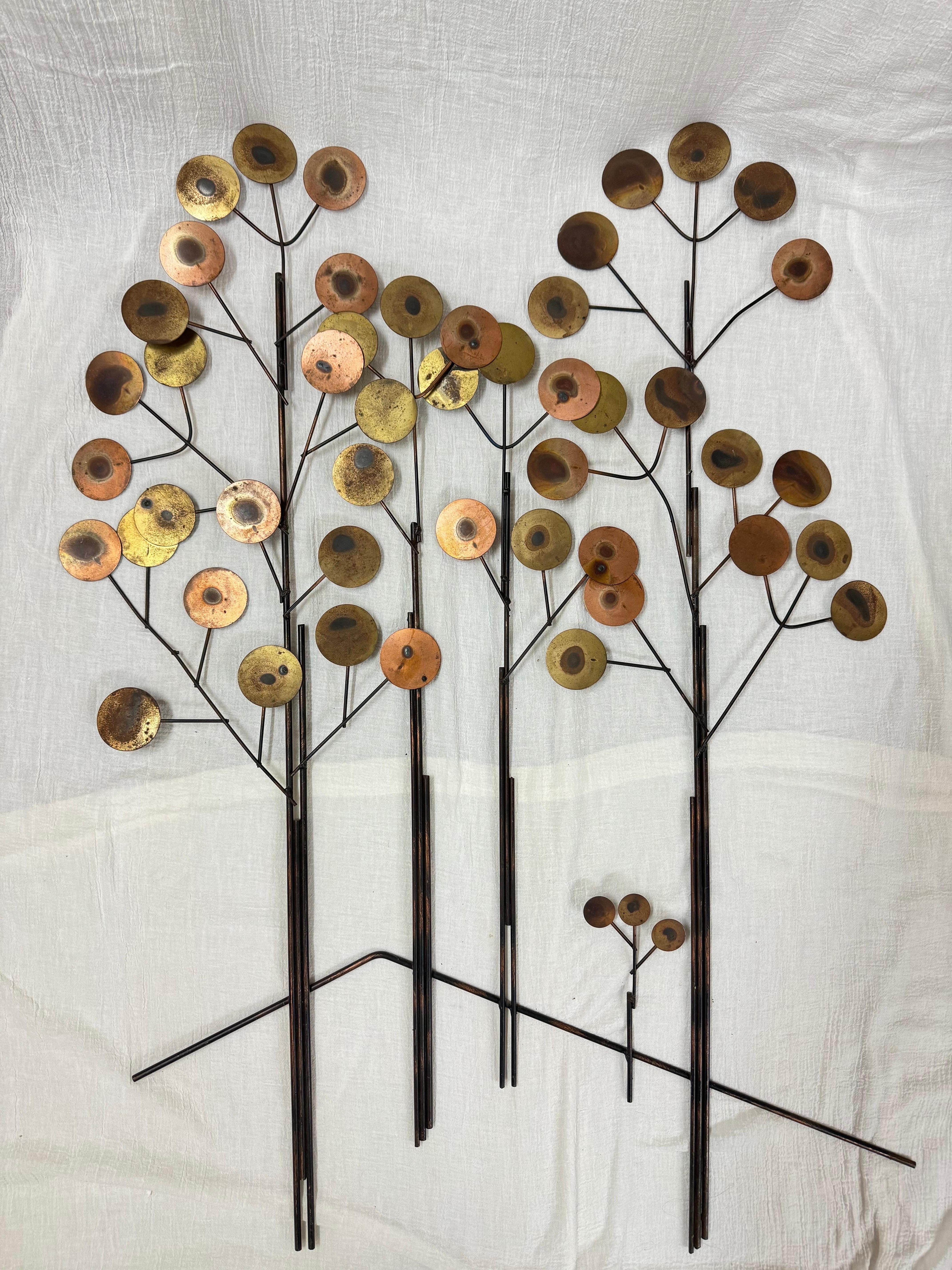 Mid-Century Modern Curtis Jere Raindrops Tree Wall Sculpture For Sale