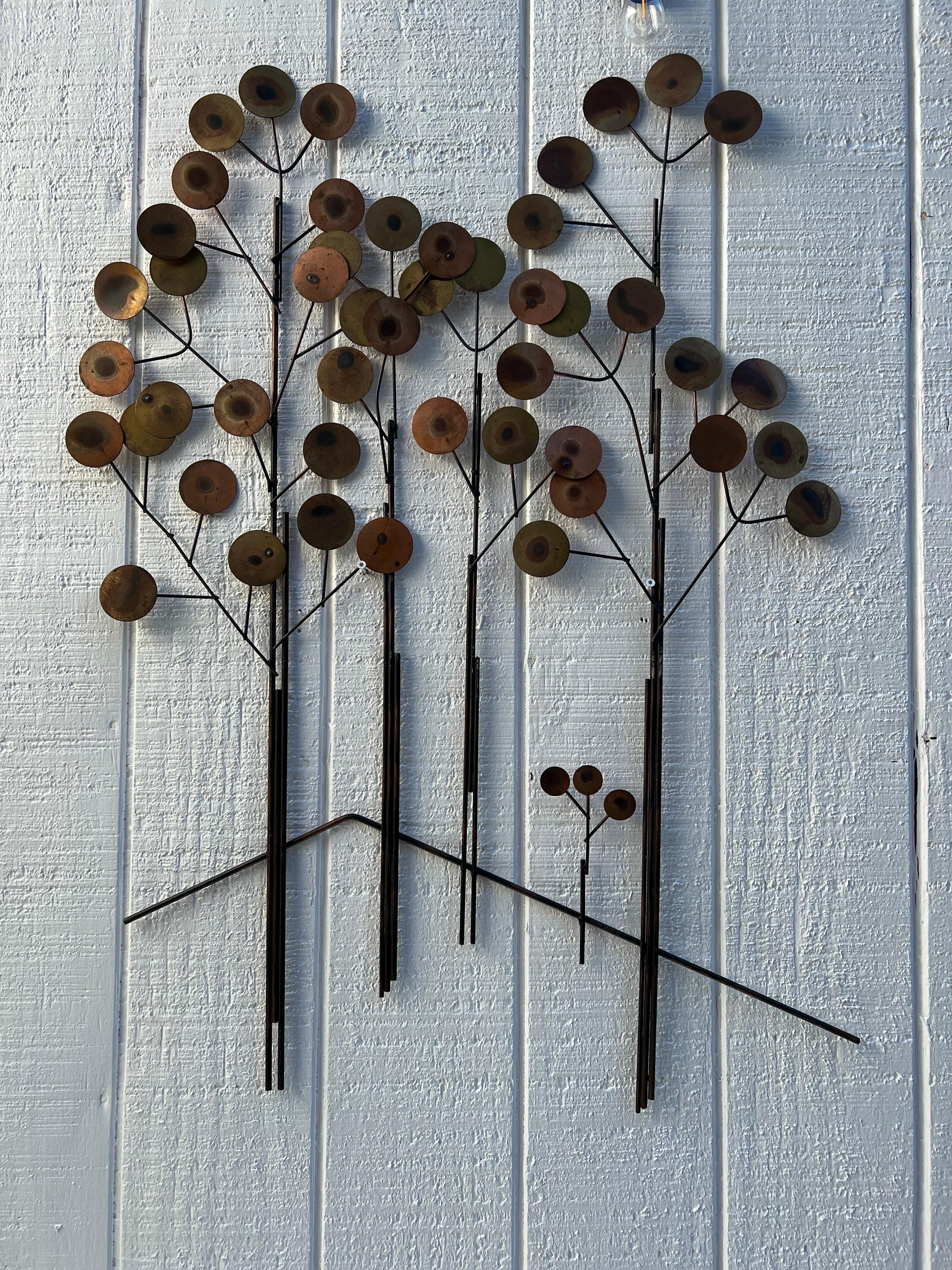 Welded Curtis Jere Raindrops Tree Wall Sculpture For Sale