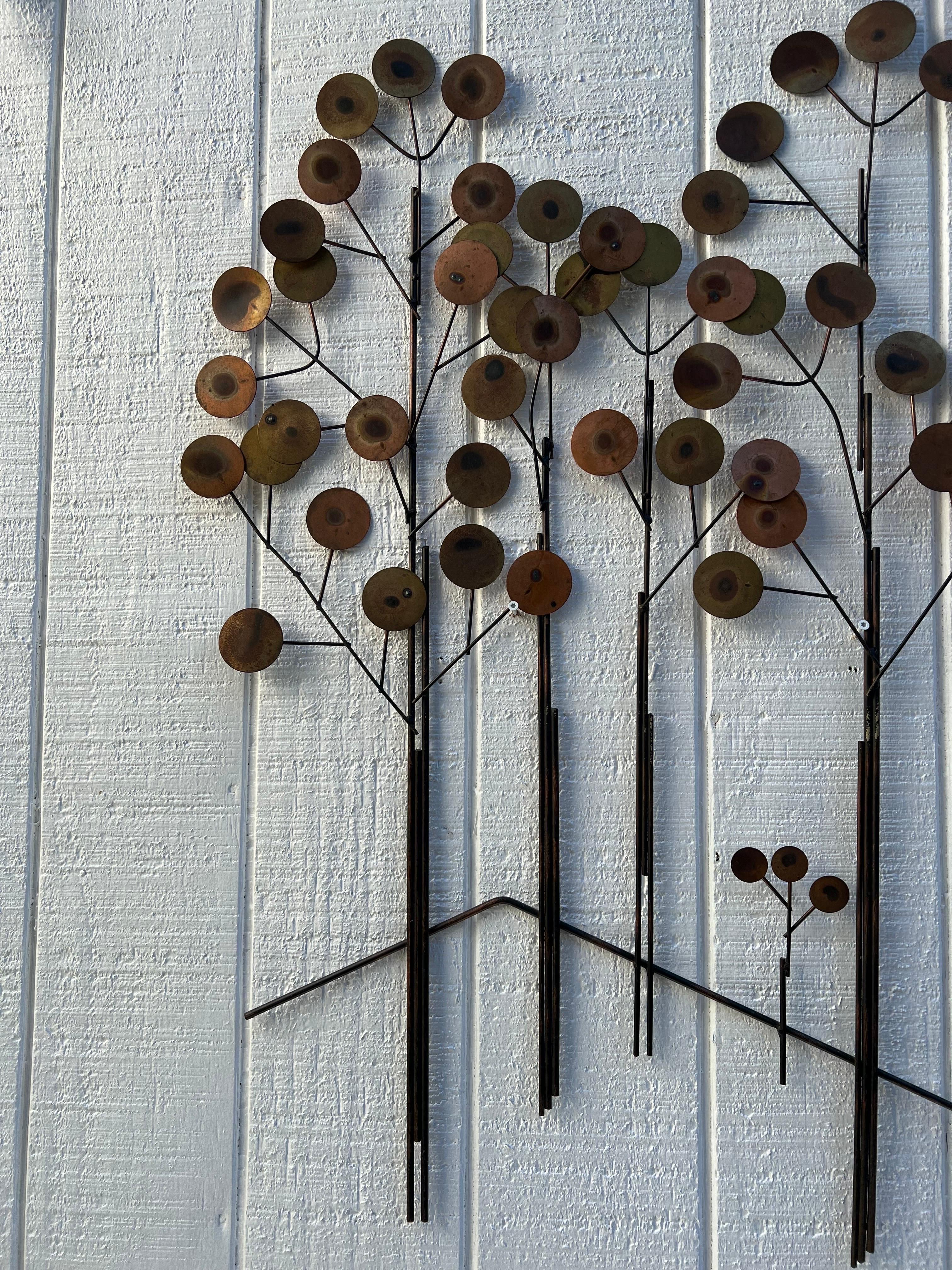 Curtis Jere Raindrops Tree Wall Sculpture In Good Condition For Sale In Redding, CT