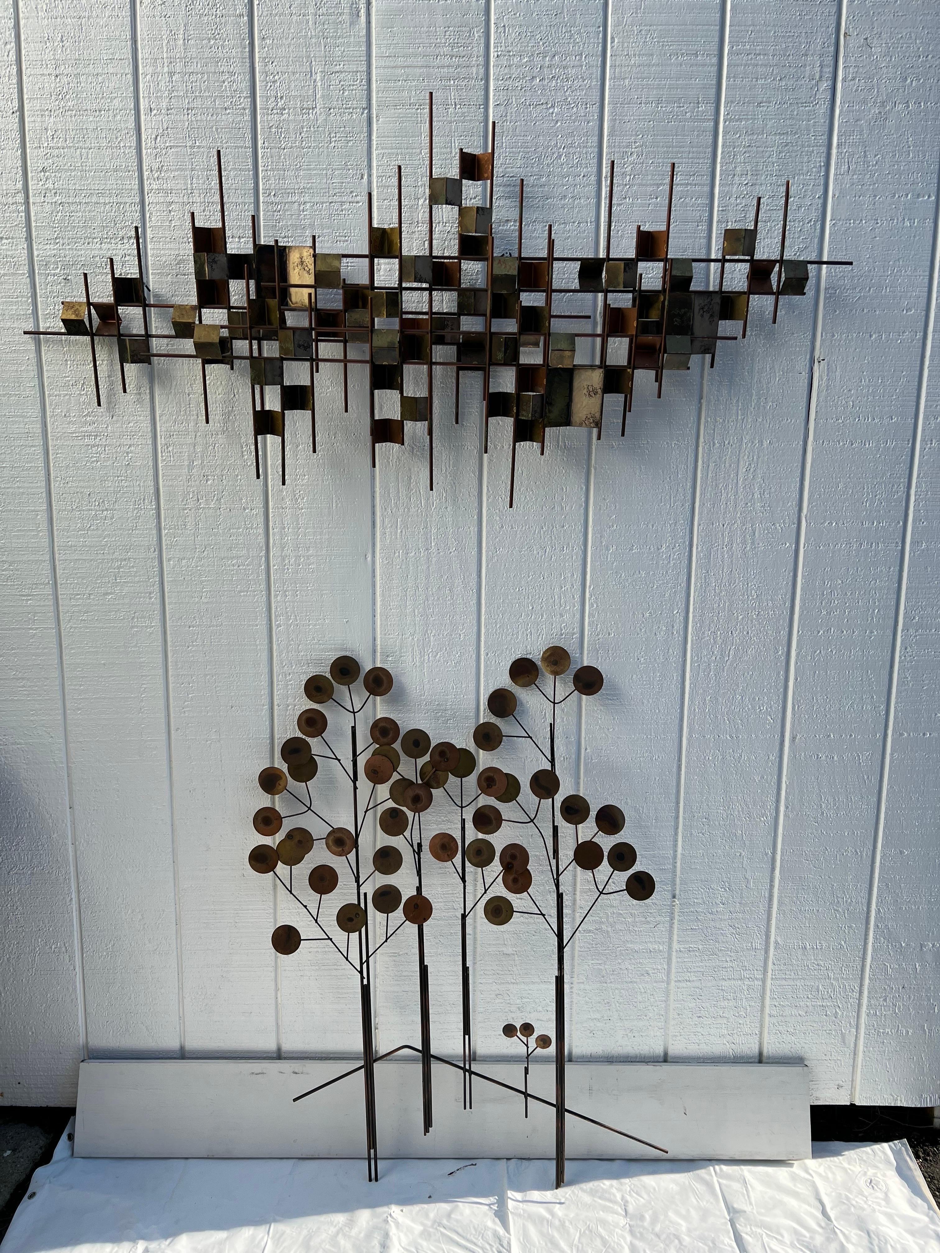 Late 20th Century Curtis Jere Raindrops Tree Wall Sculpture For Sale