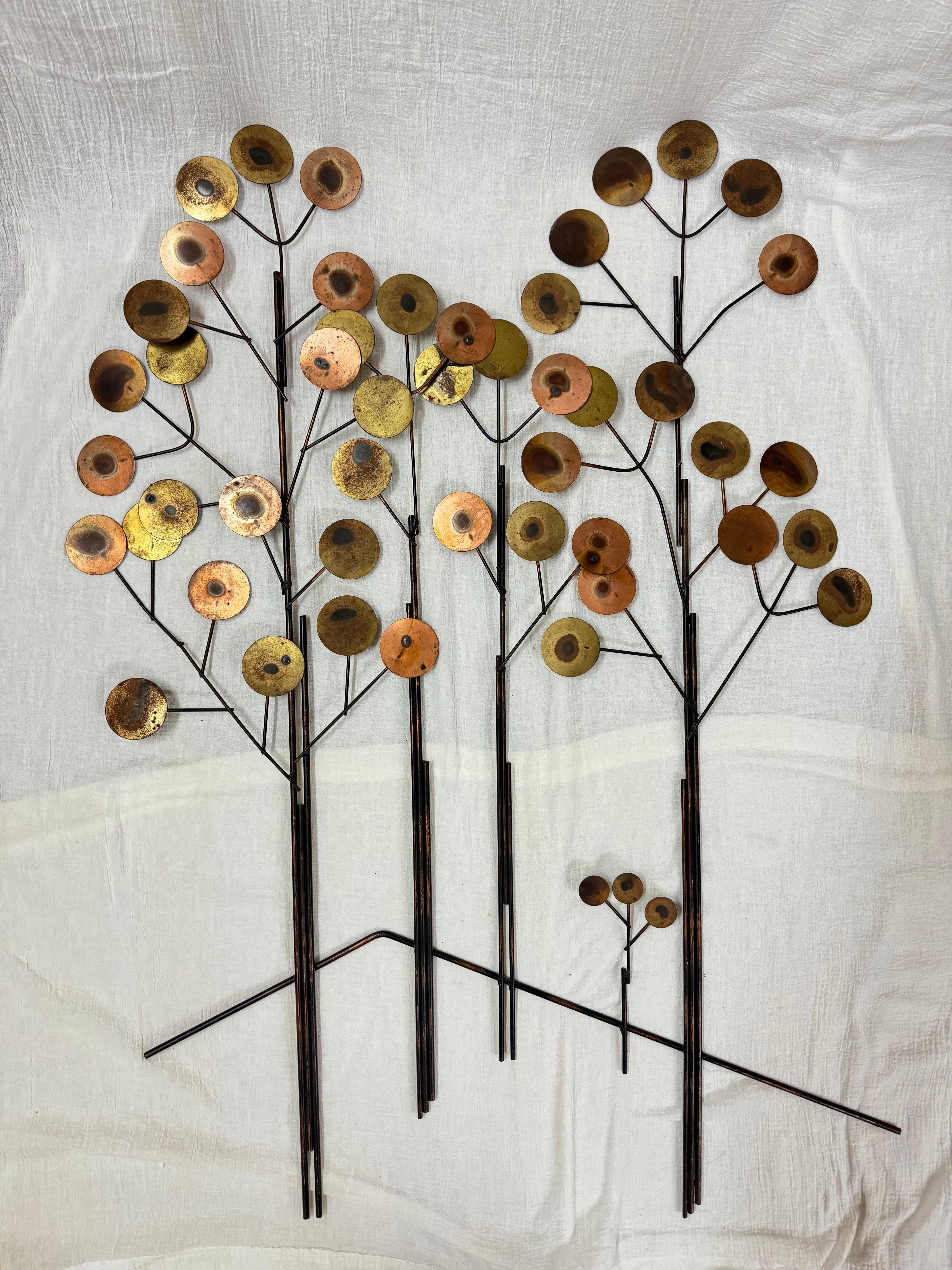 Curtis Jere Raindrops Tree Wall Sculpture In Good Condition For Sale In Redding, CT