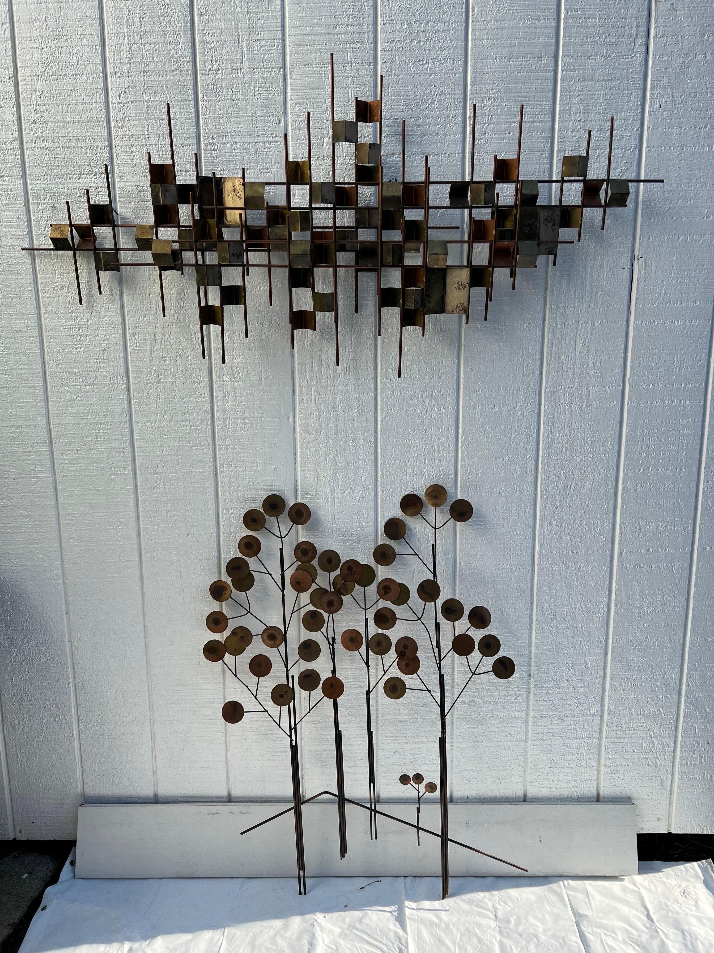 Metal Curtis Jere Raindrops Tree Wall Sculpture For Sale