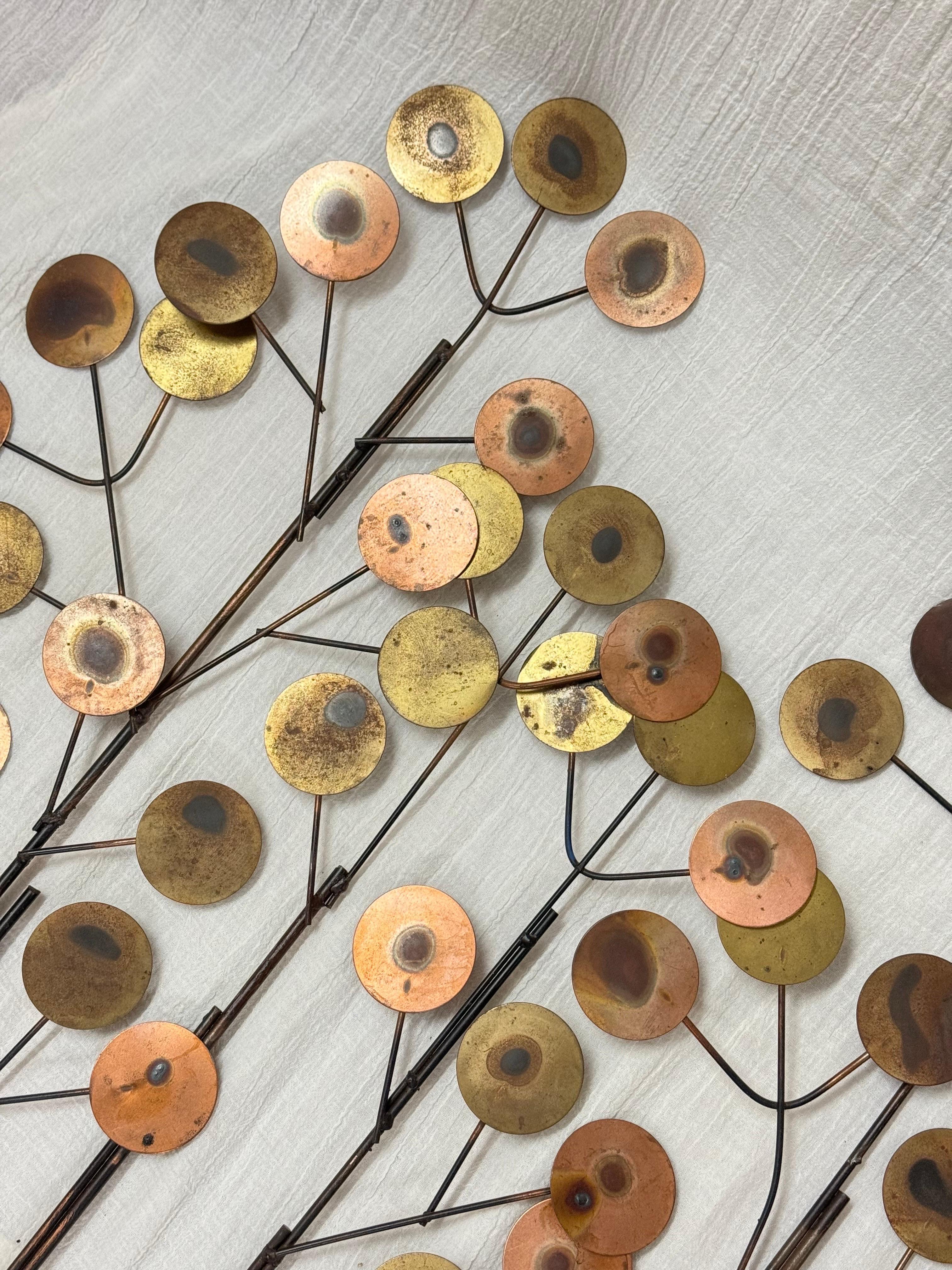 Late 20th Century Curtis Jere Raindrops Tree Wall Sculpture For Sale