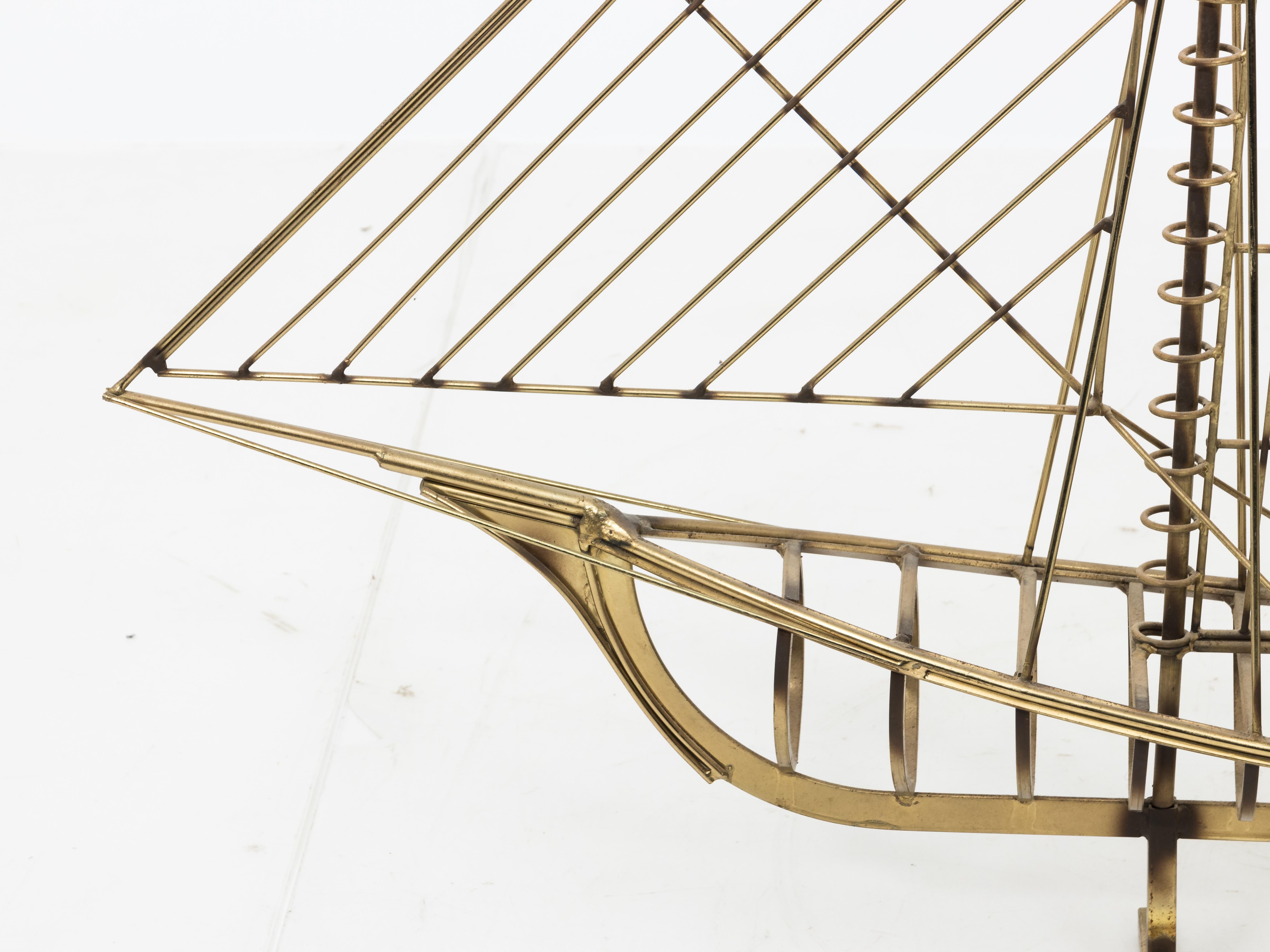 Mid-Century Modern Curtis Jere Sail Boat Sculpture