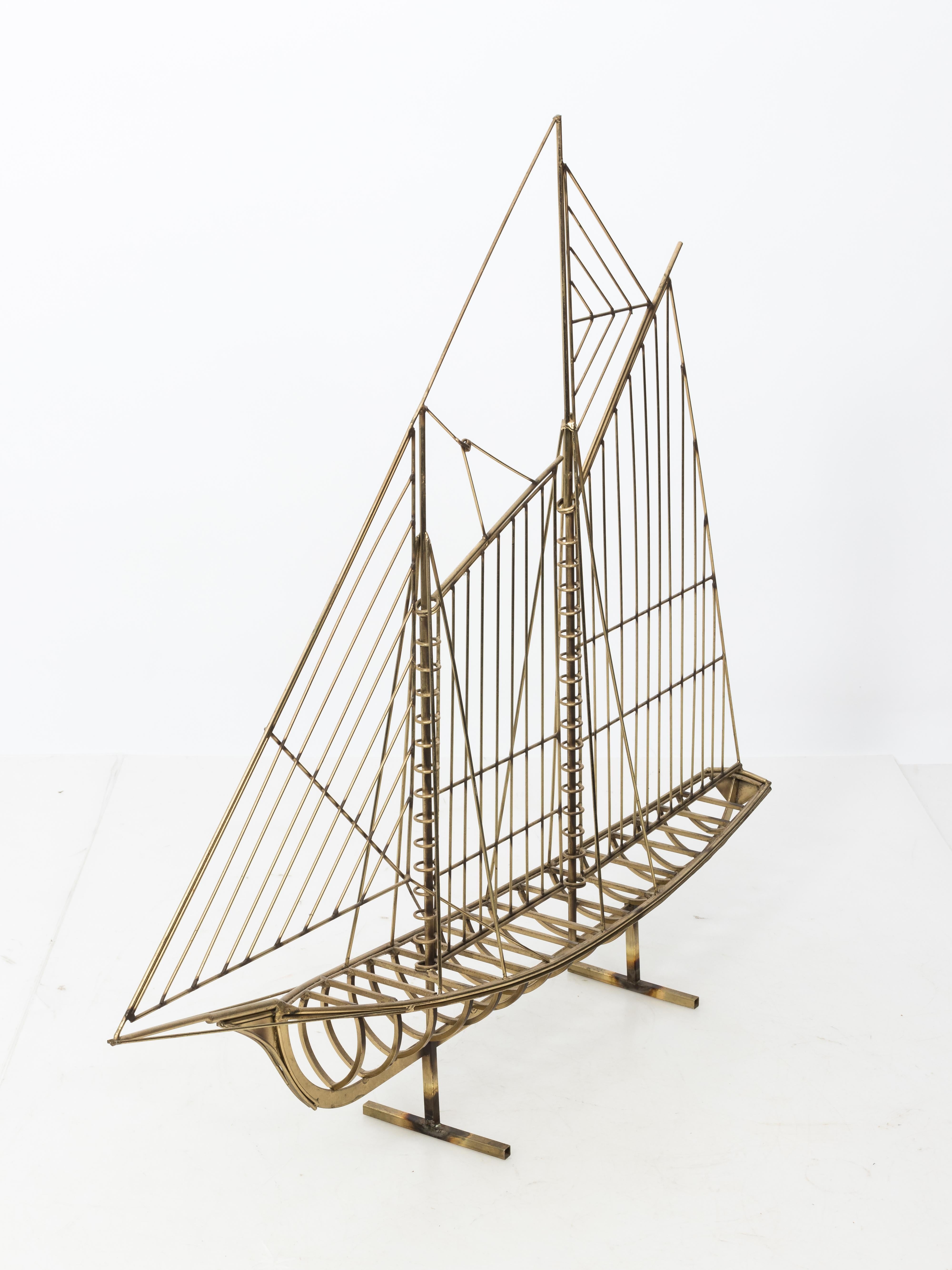 Brass Curtis Jere Sail Boat Sculpture