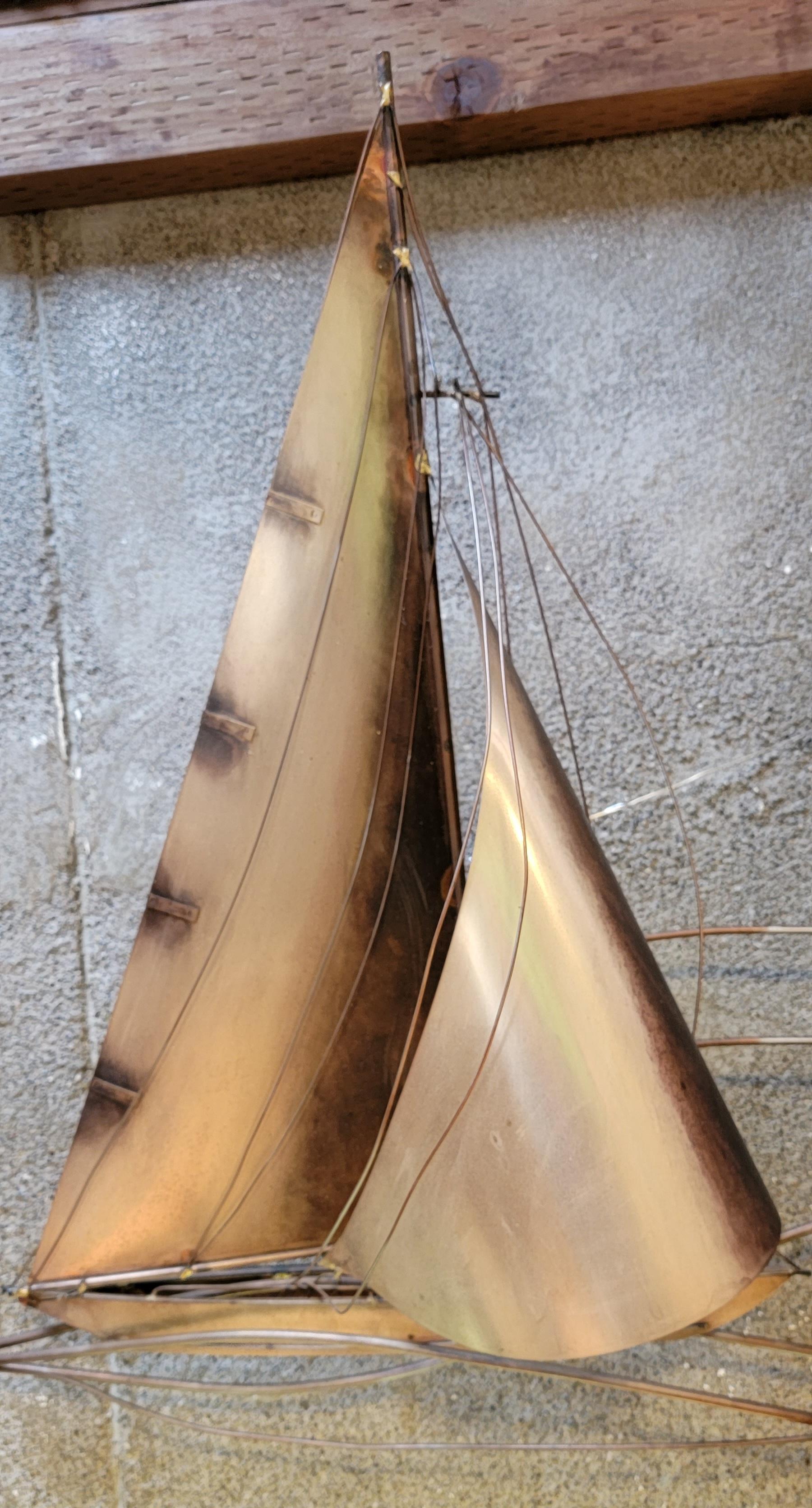 Curtis Jere Sailboat Metal Wall Sculpture In Good Condition In Fulton, CA