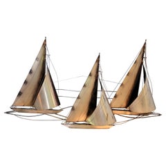Curtis Jere Sailboat Metal Wall Sculpture