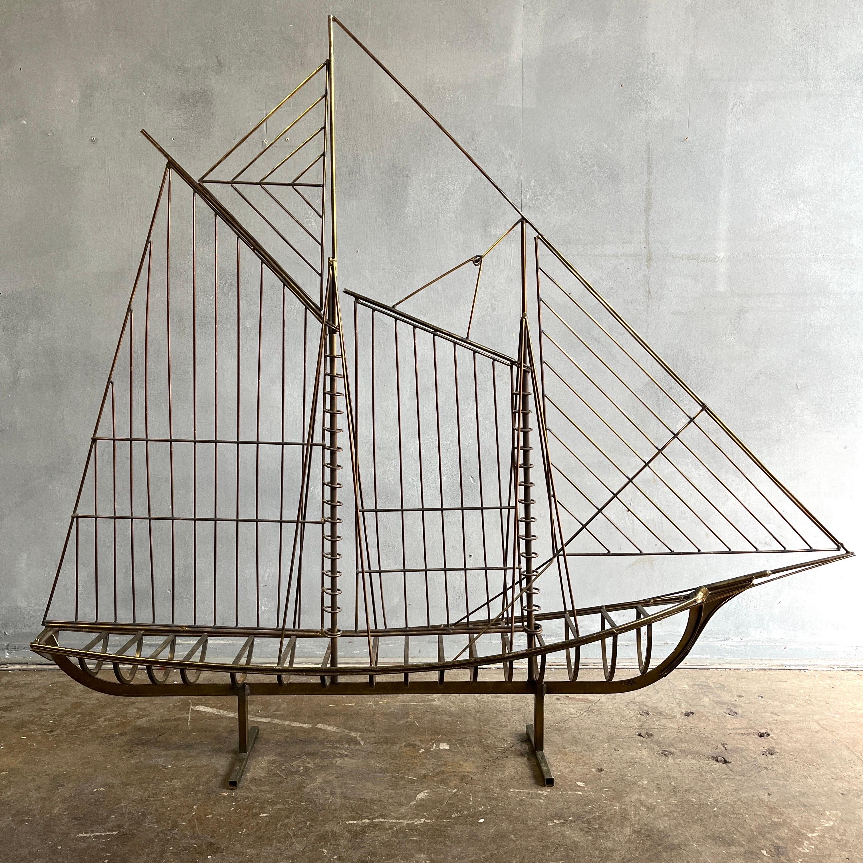 Mid-Century Modern Curtis Jere Sailboat Sculpture