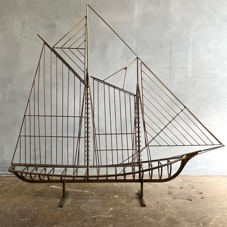 Mid-Century Modern Curtis Jere Sailboat Sculpture For Sale