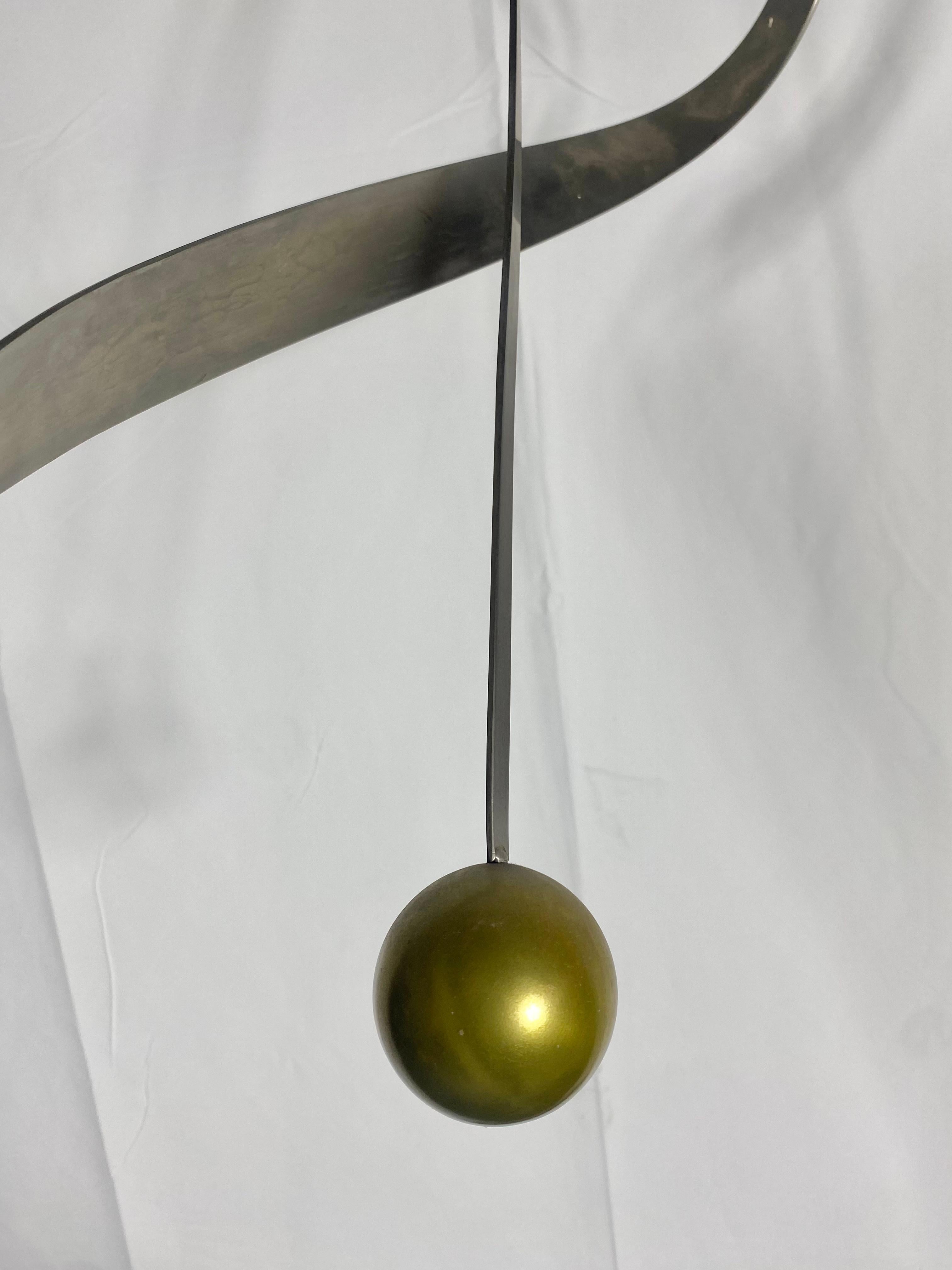 American Curtis Jeré Sculpture , Stainless / Brass with Marble Base, Signed For Sale