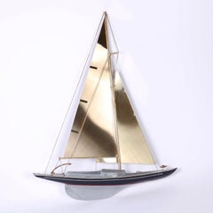 Brass Racing Sail Boat Wall Mount Sculpture