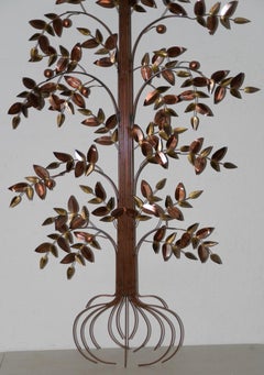 Albero scultura in metallo color rame di Curtis Jere, anni '70 ca.