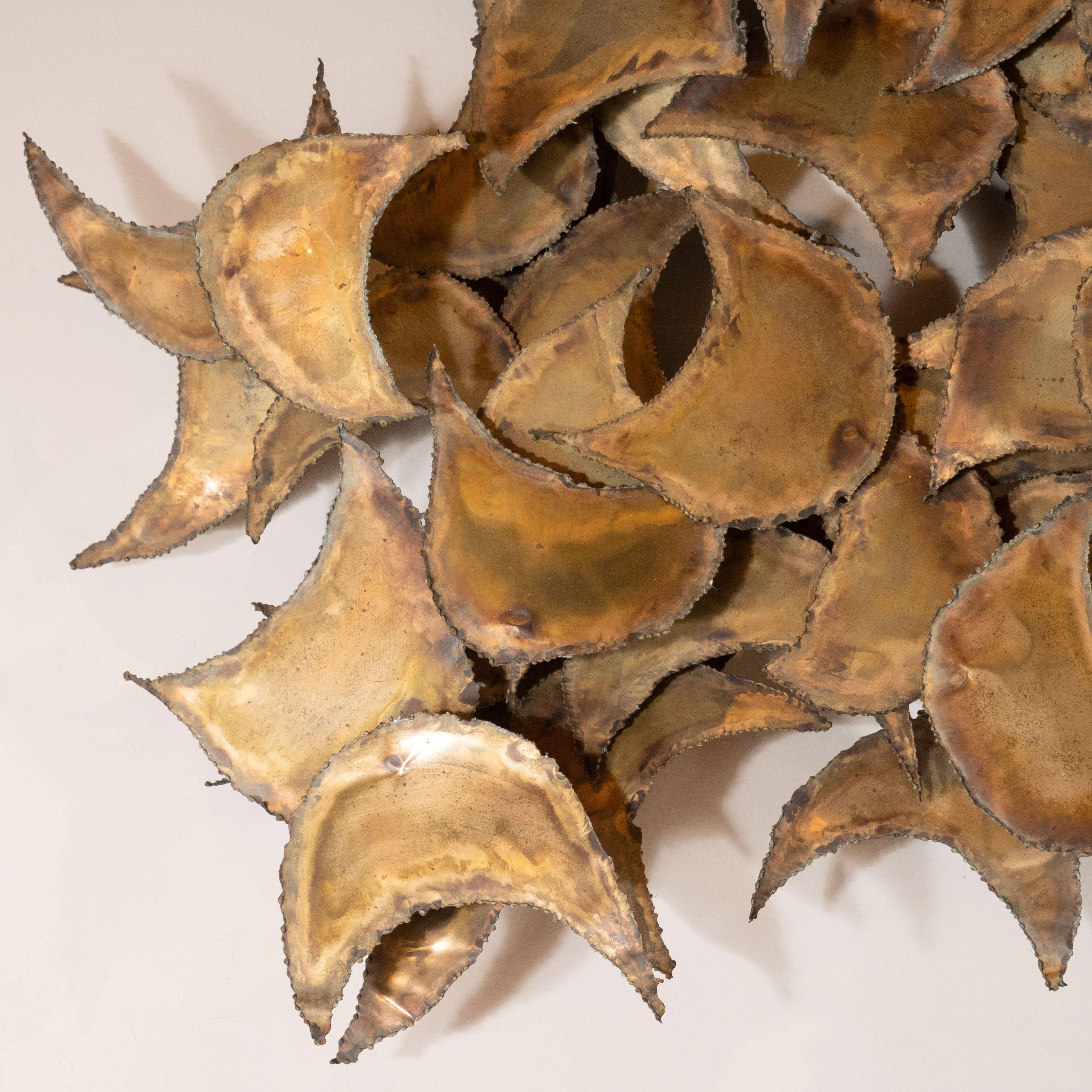 Untitled (Abstract Brutalist Patinated Brass Wall Sculpture) - Modern Art by Curtis Jeré