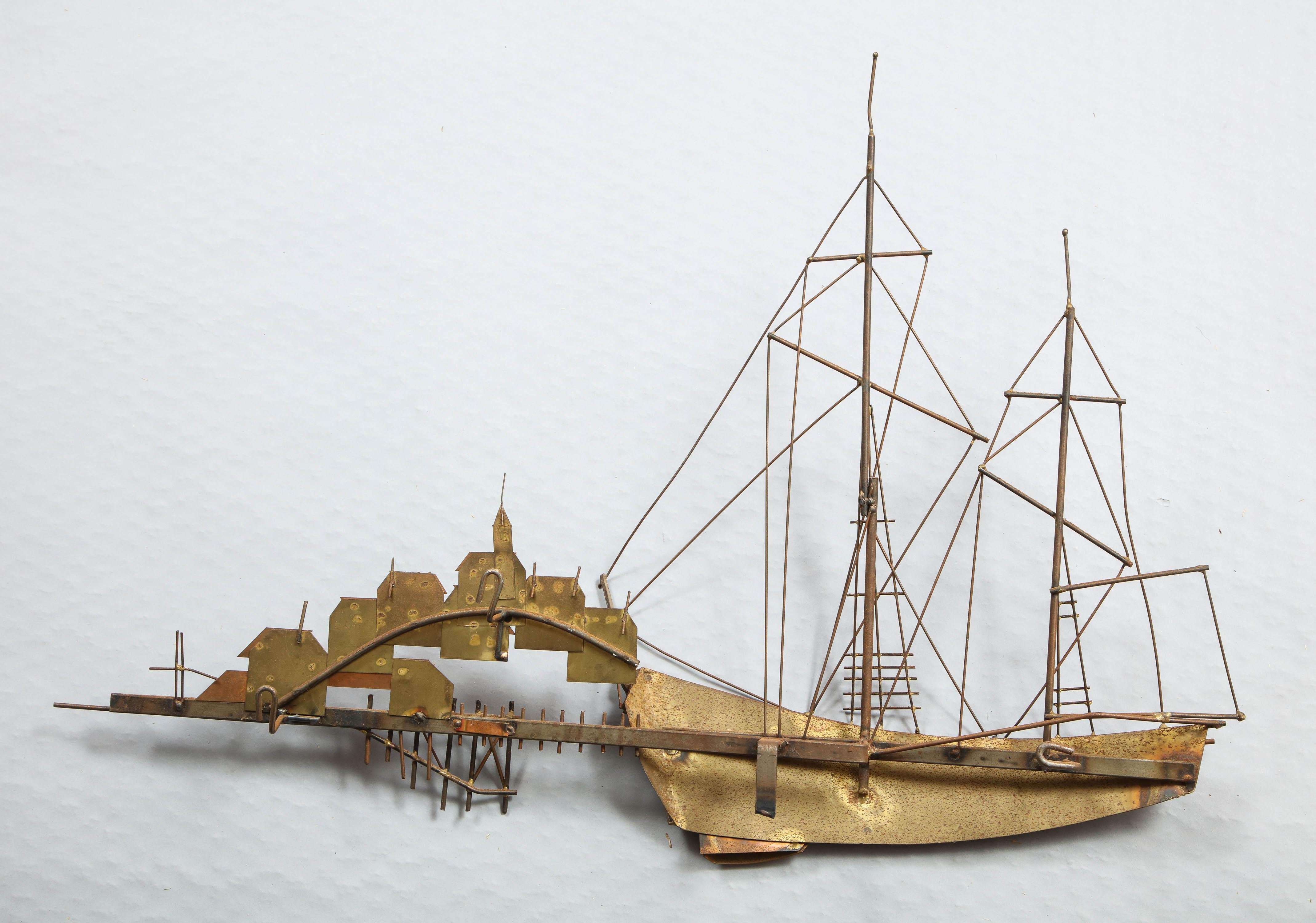 Late 20th Century Curtis Jeré  Ship Wall Sculpture