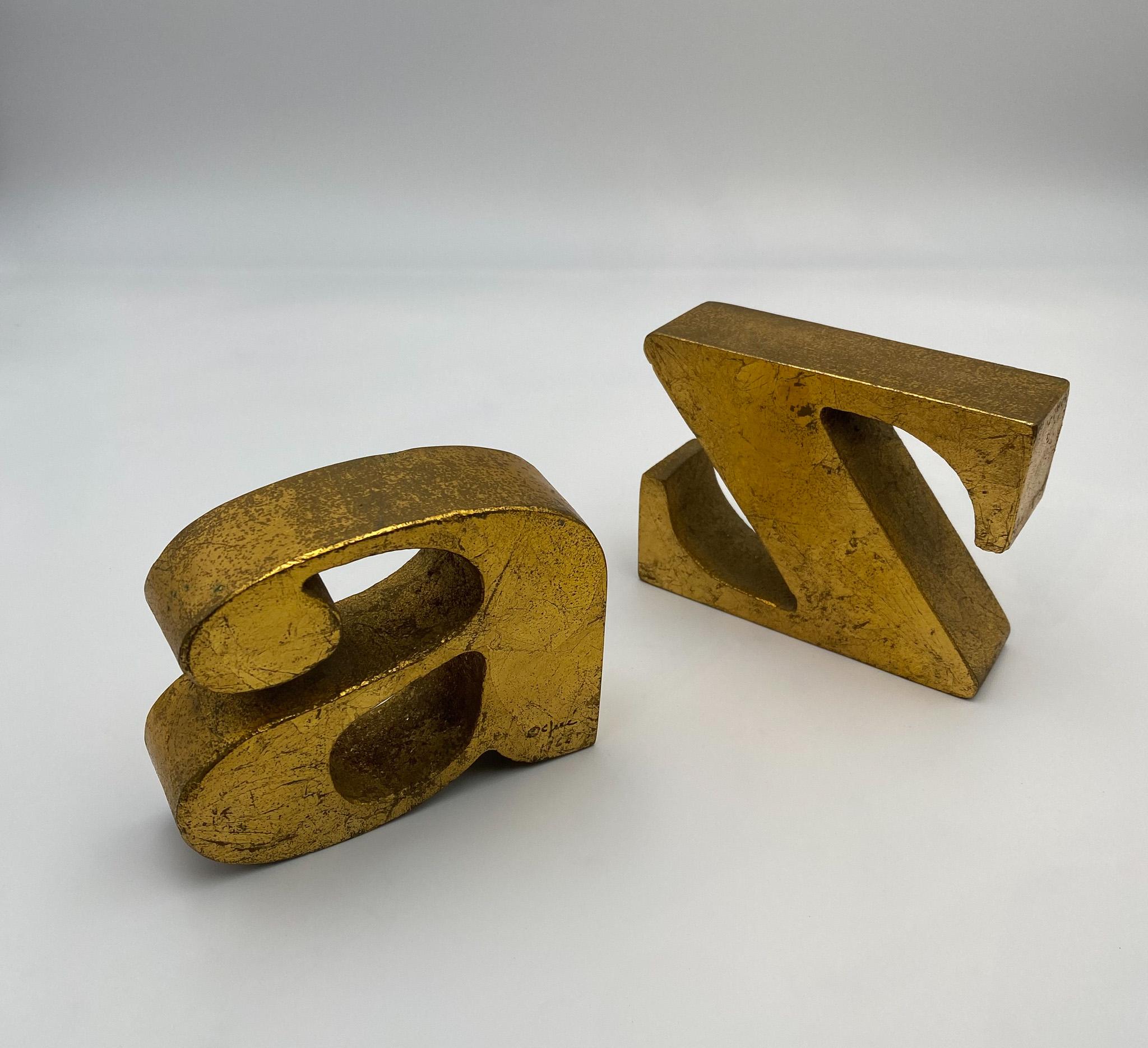 Mid-Century Modern Curtis Jere Signed A to Z Bookends, United States, 1960's  For Sale