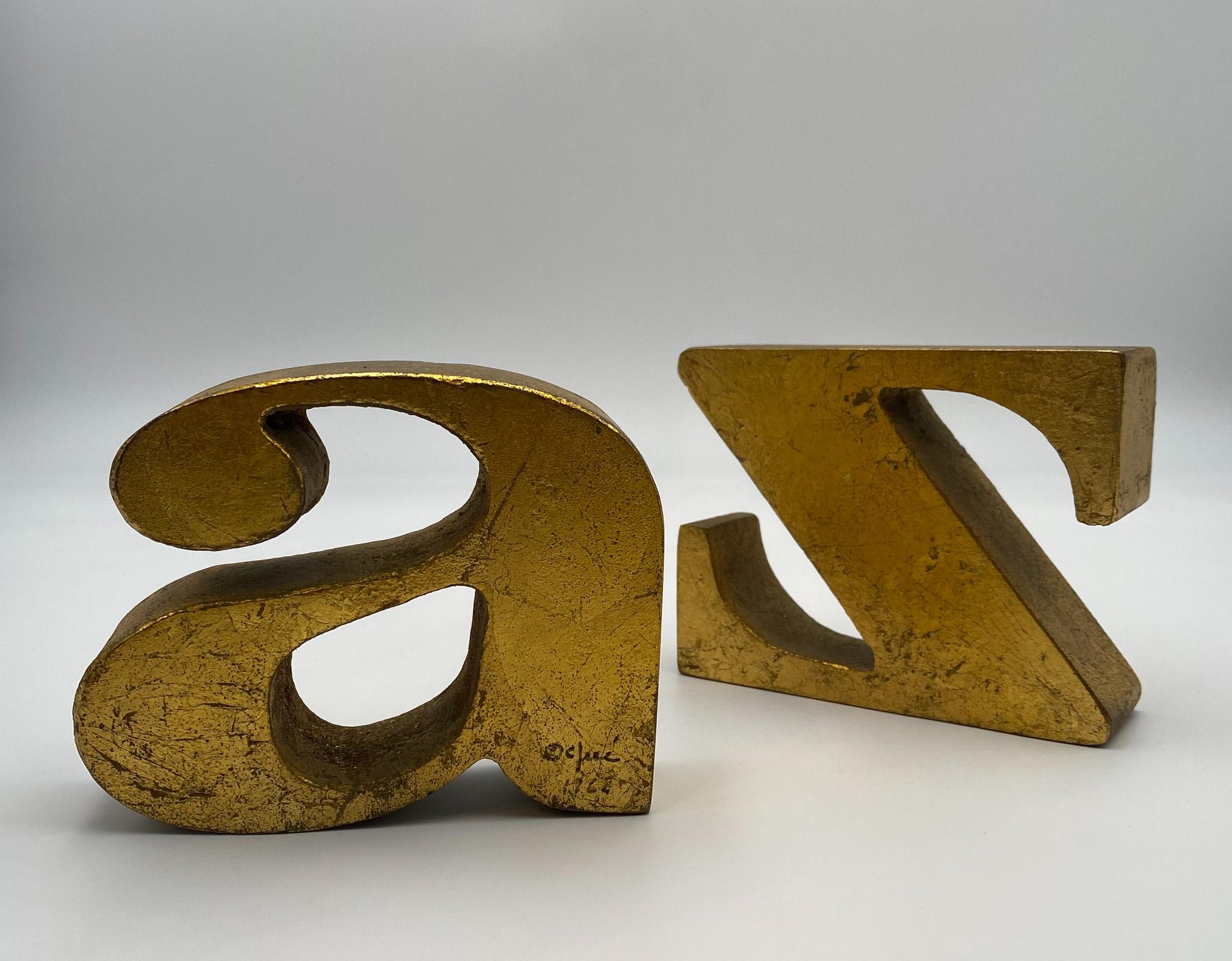 20th Century Curtis Jere Signed A to Z Bookends, United States, 1960's  For Sale