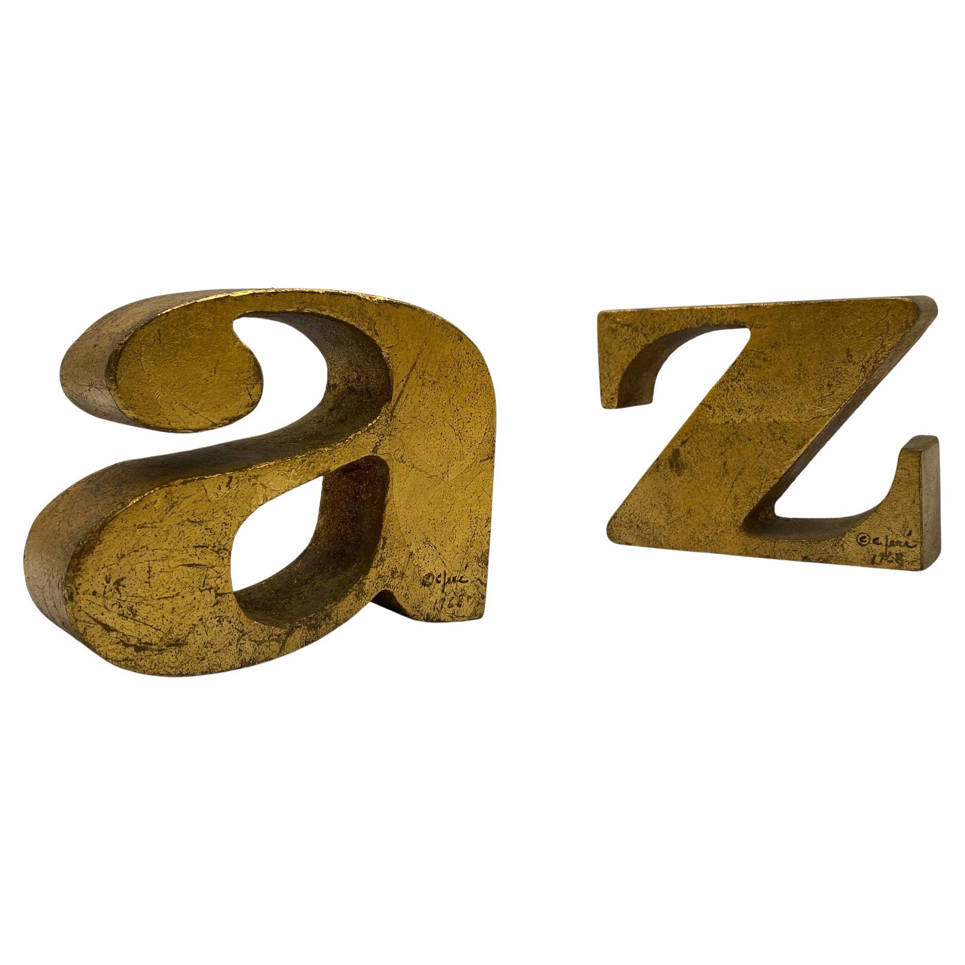 Curtis Jere Signed A to Z Bookends, United States, 1960's 