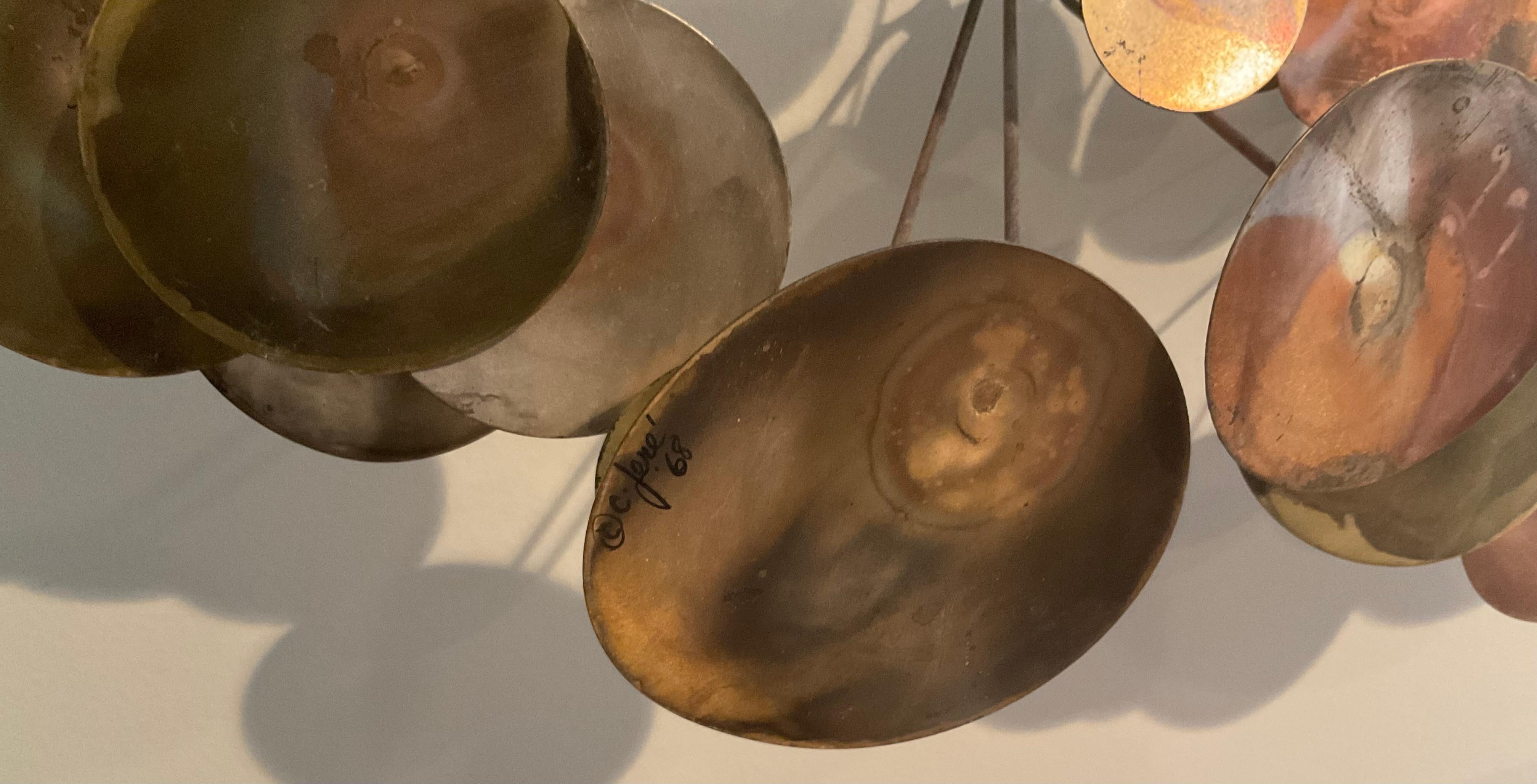 Mid-Century Modern Curtis Jere Sculpture signée et datée très tôt gouttes de pluie miroir en vente