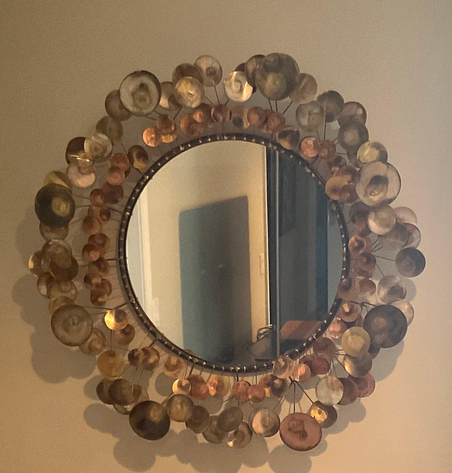 Milieu du XXe siècle Curtis Jere Sculpture signée et datée très tôt gouttes de pluie miroir en vente