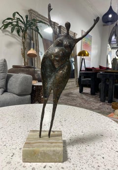 Curtis Jeré Signed Mid-Century Modern Bronze Sculpture of Female Nude Woman 1977