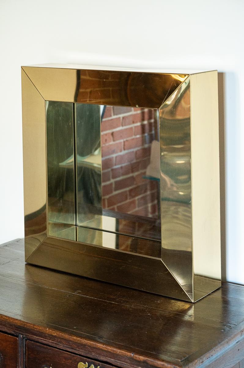 Mid-Century Modern Curtis Jere Square Brass Mirror